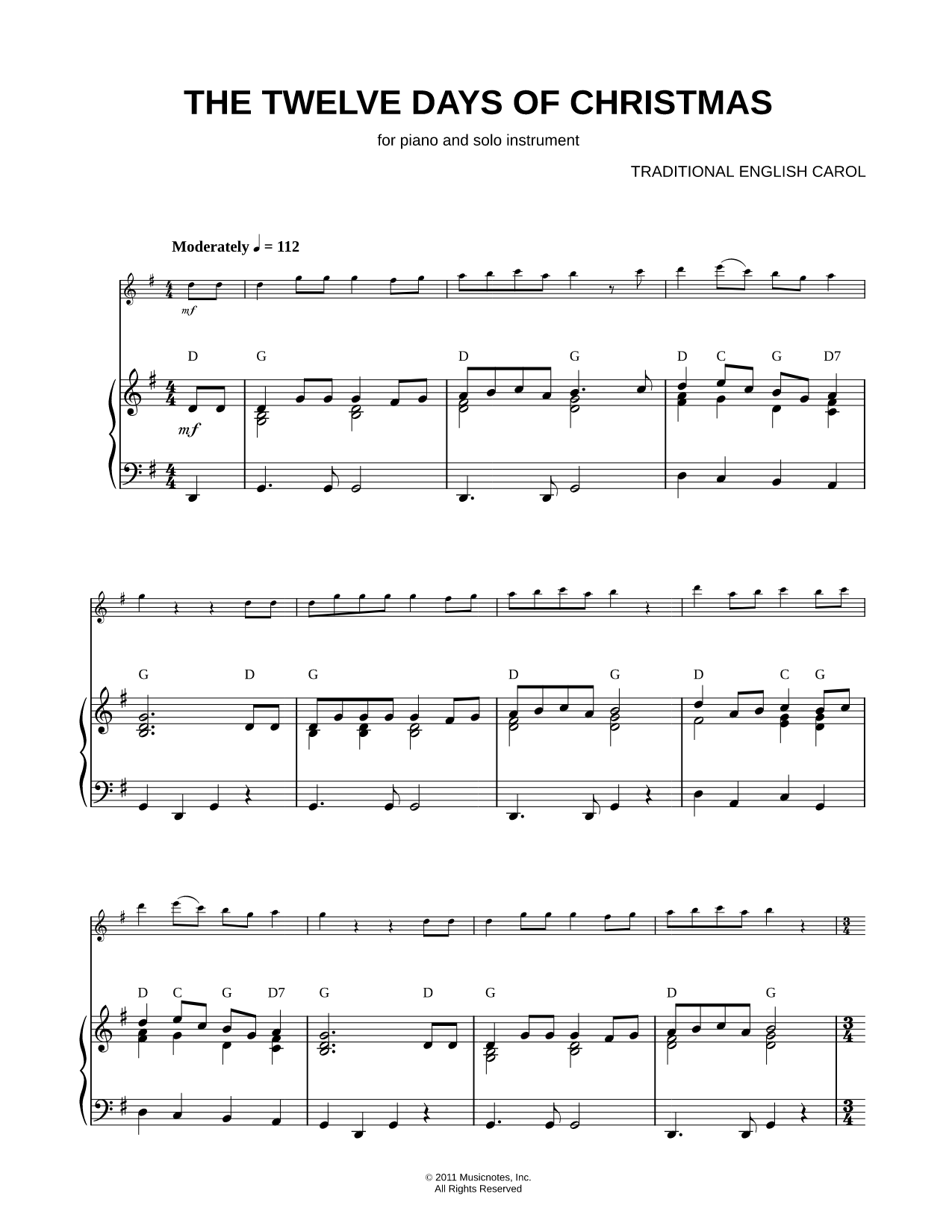 The Twelve Days of Christmas - Piano Accompaniment