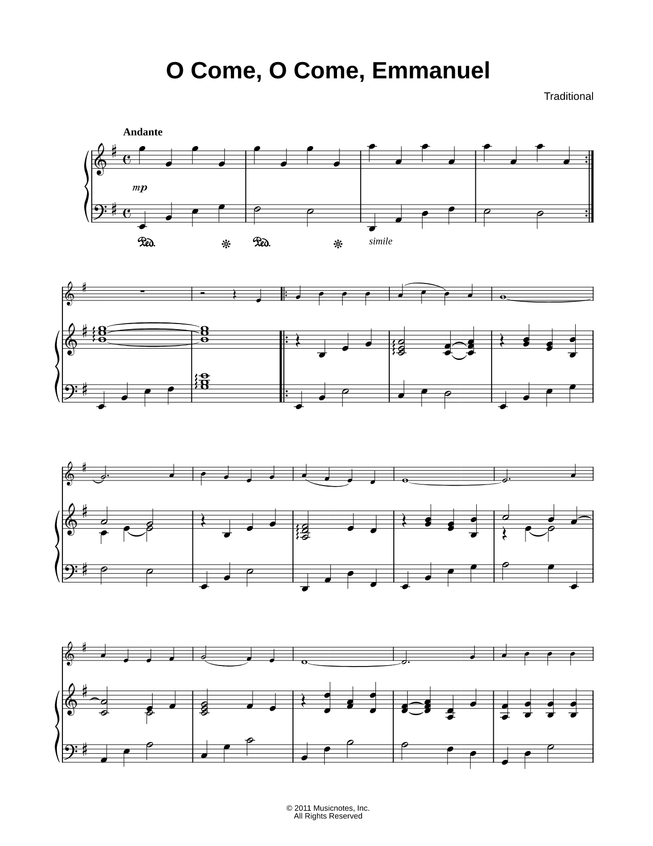 O Come, O Come, Emmanuel - Piano Accompaniment