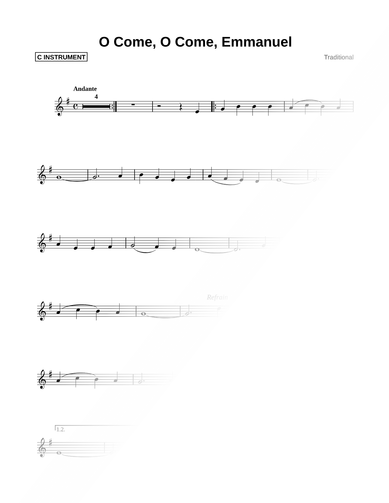 O Come, O Come, Emmanuel - C Instrument