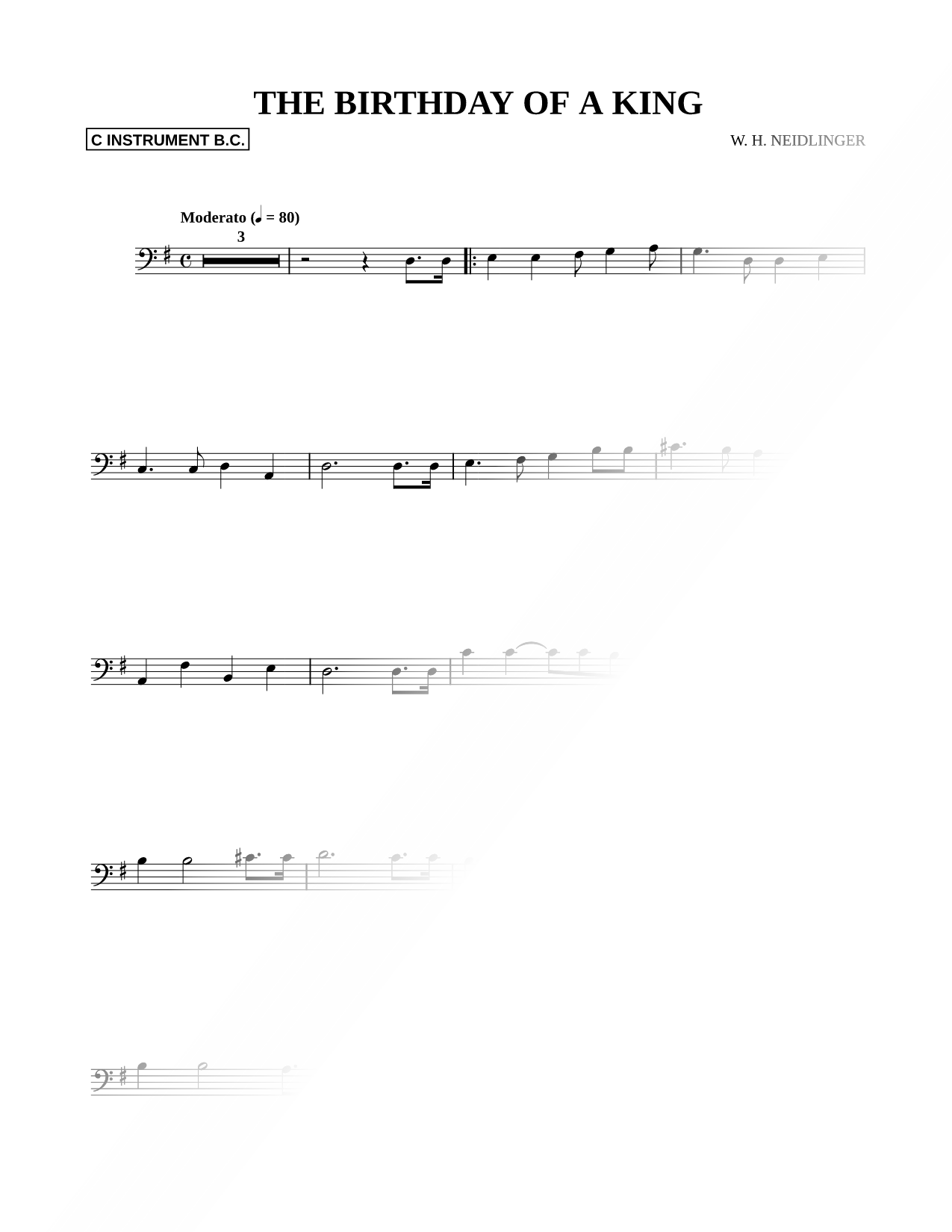 The Birthday of a King - Bass Clef Instrument