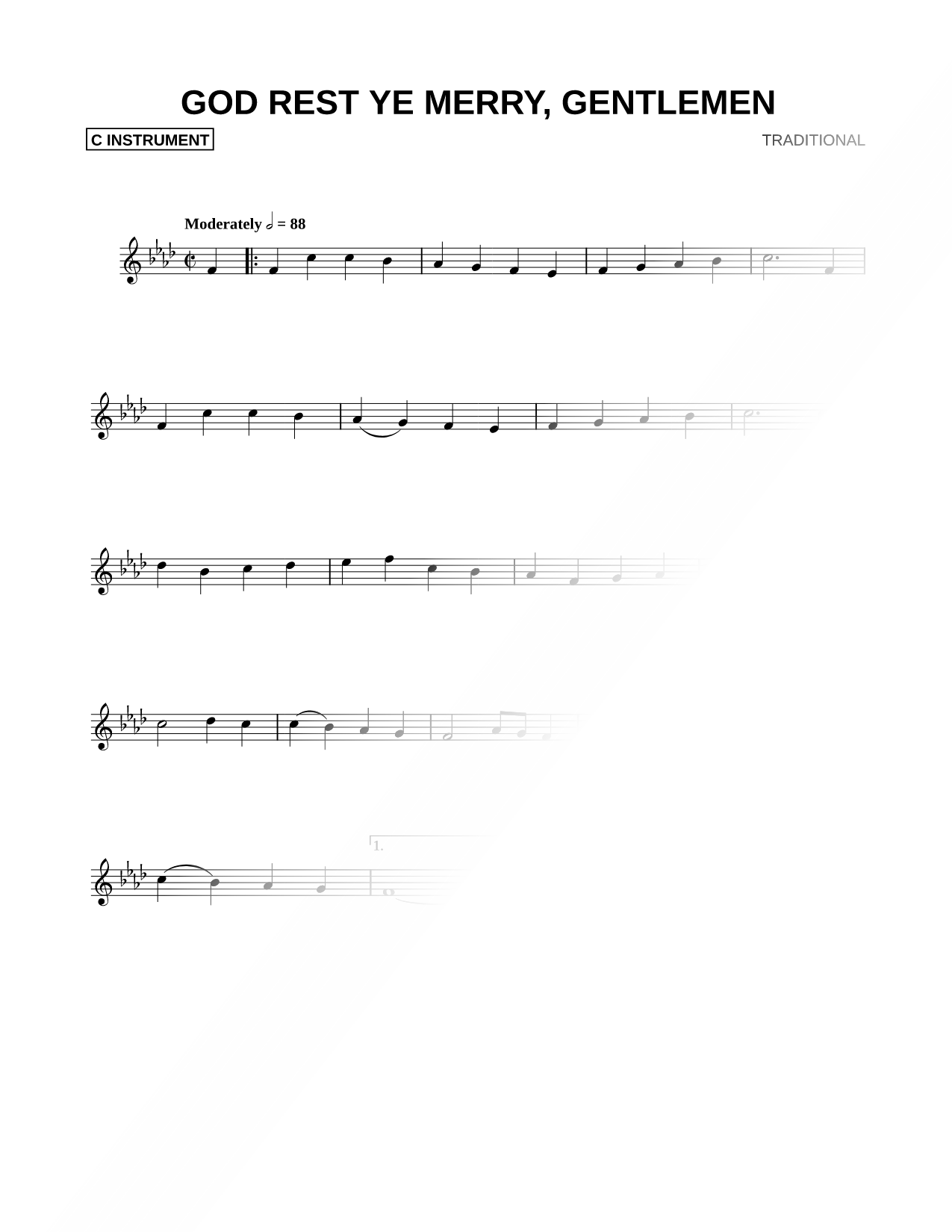God Rest Ye Merry, Gentlemen - C Instrument