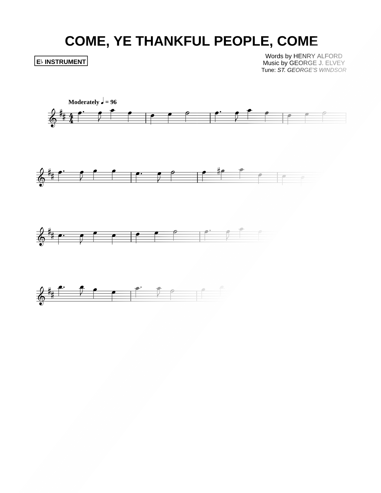 Come, Ye Thankful People, Come - Eb Instrument