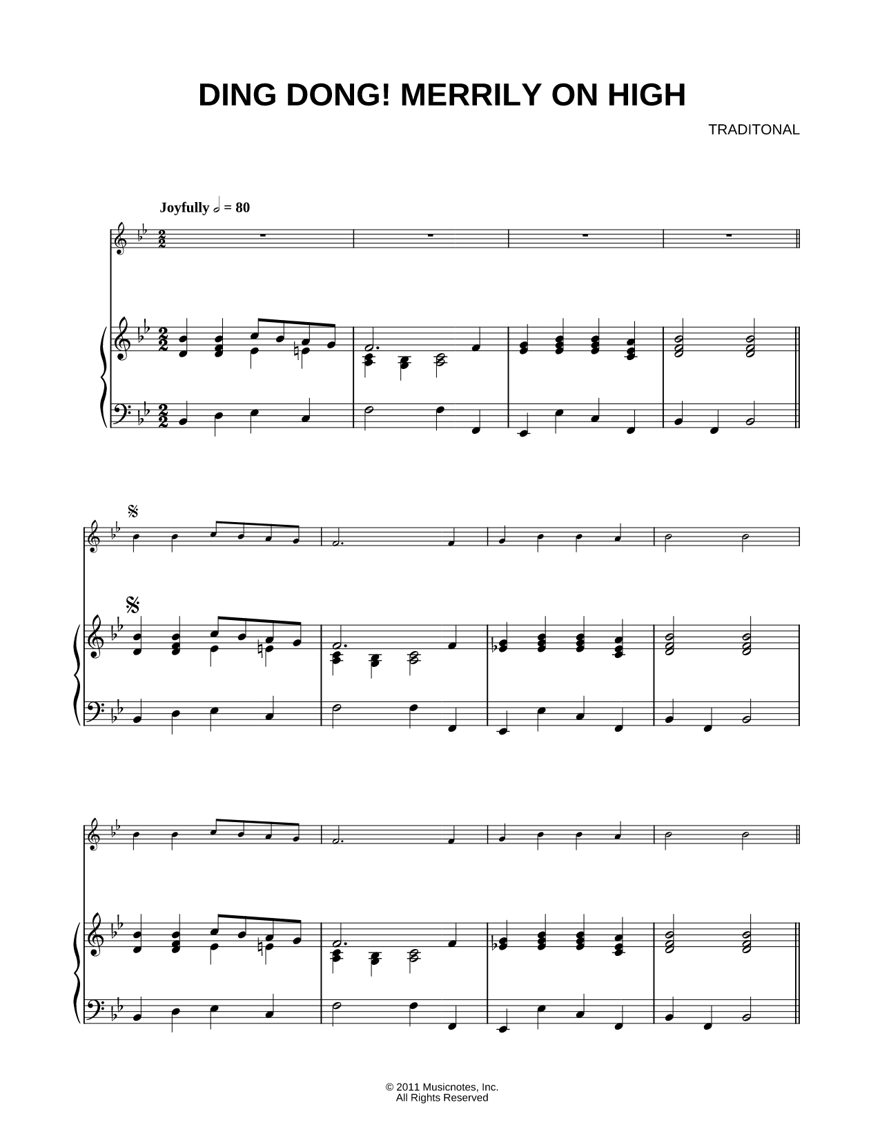 Ding! Dong! Merrily on High - Piano Accompaniment