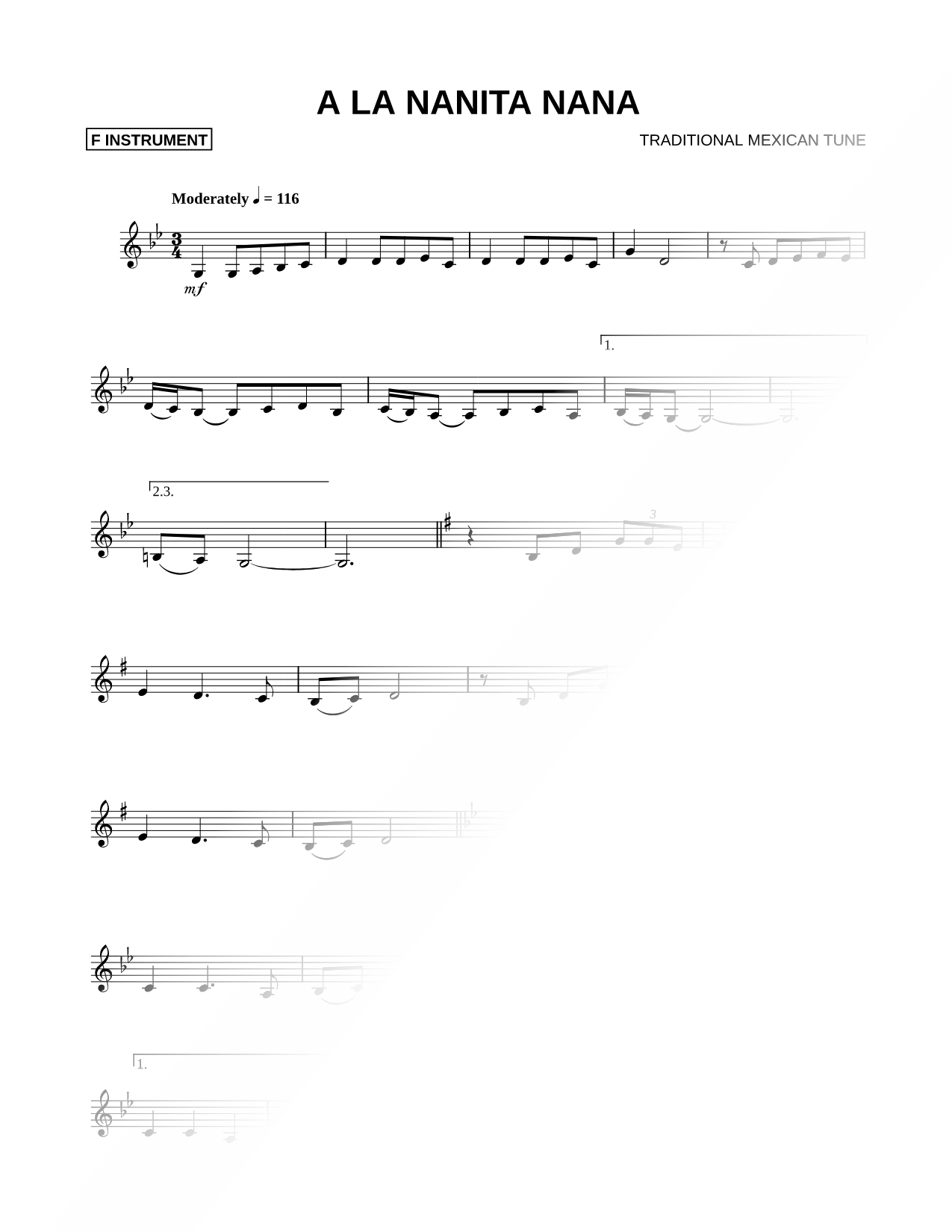 A la Nanita Nana - F Instrument