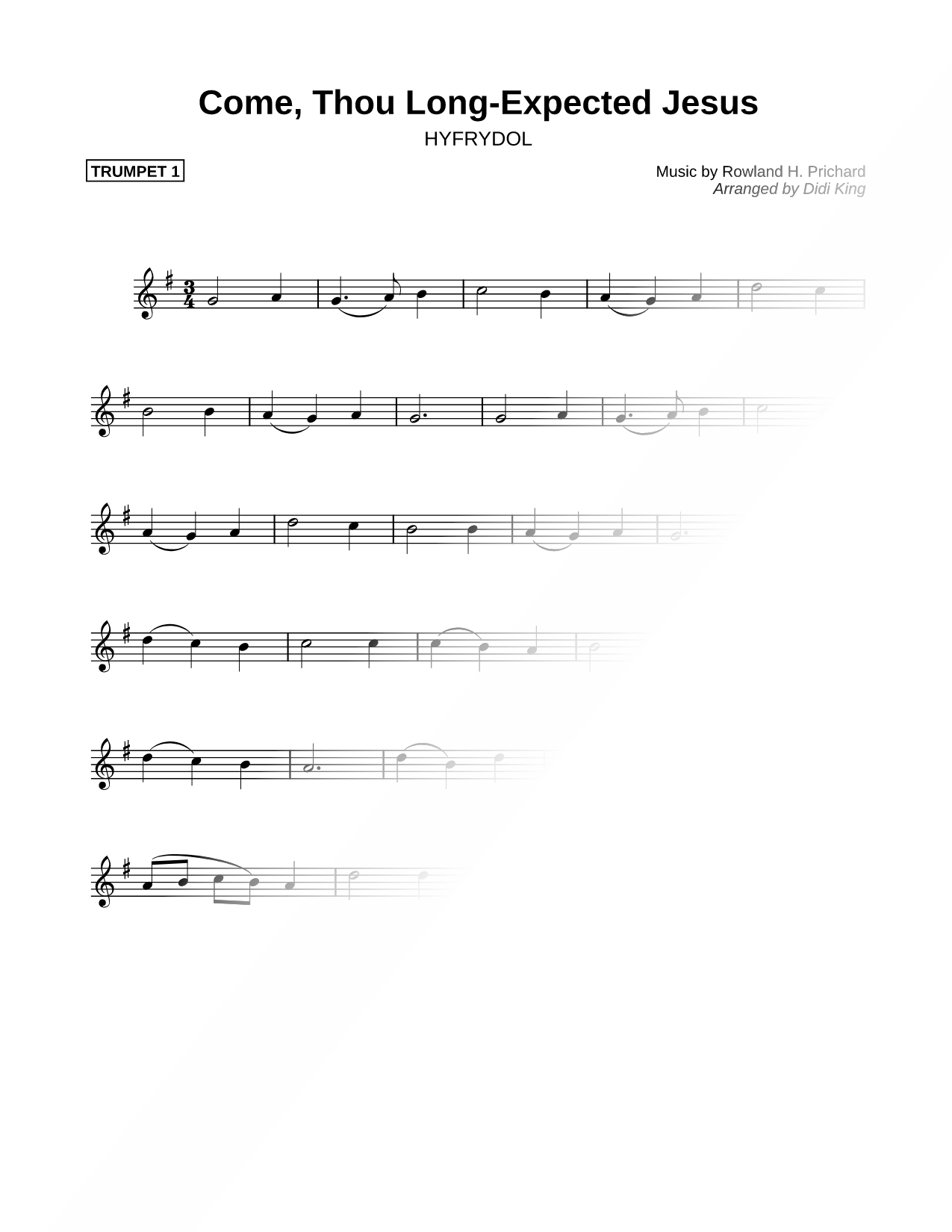 Come, Thou Long- Expected Jesus - Trumpet 1 (Brass Quartet)