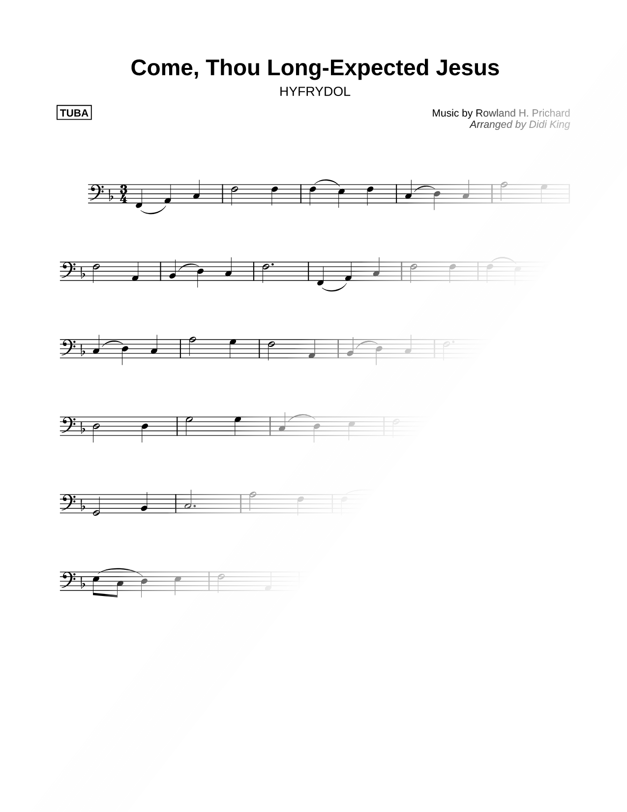 Come, Thou Long- Expected Jesus - Tuba (Brass Quartet)