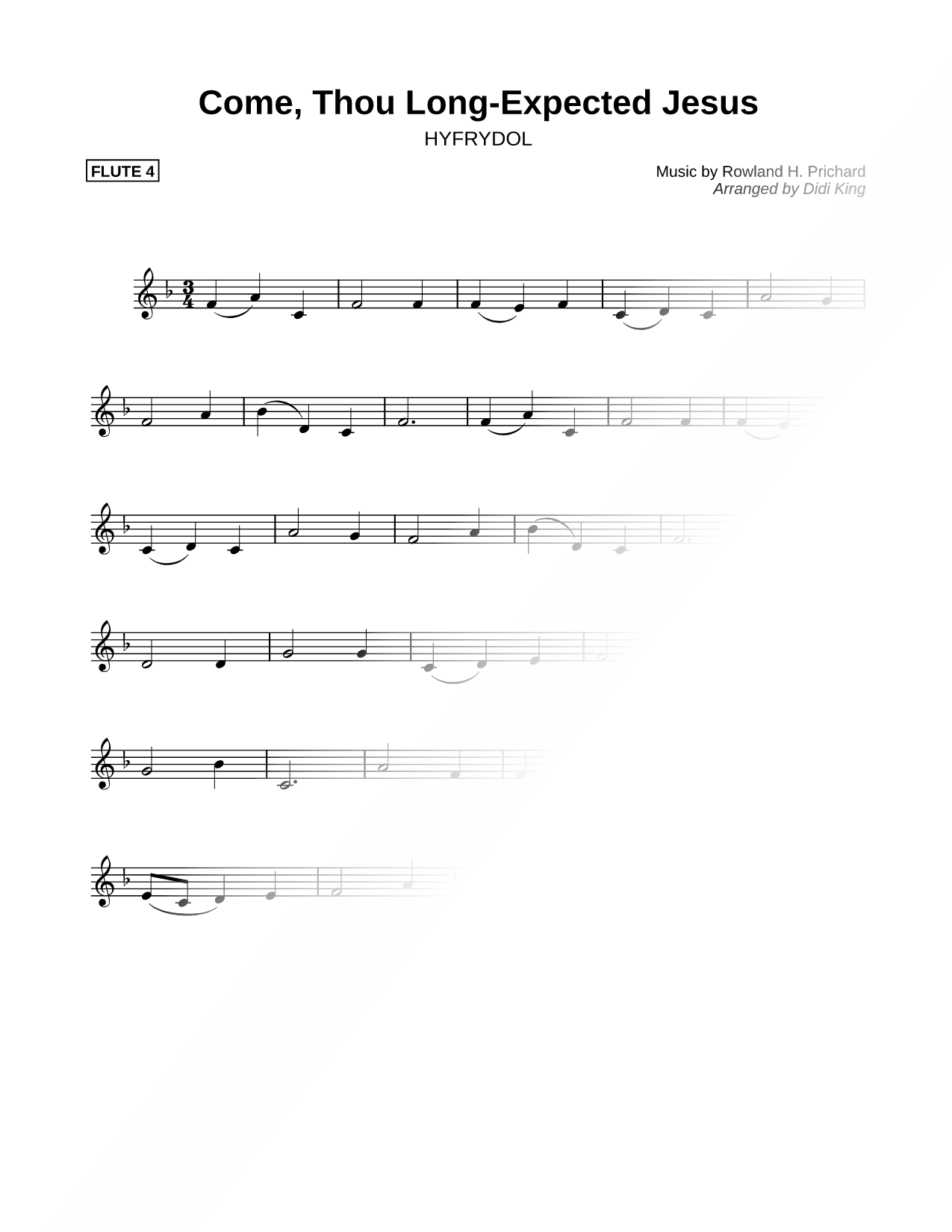 Come, Thou Long- Expected Jesus - Flute 4 (Flute Quartet)