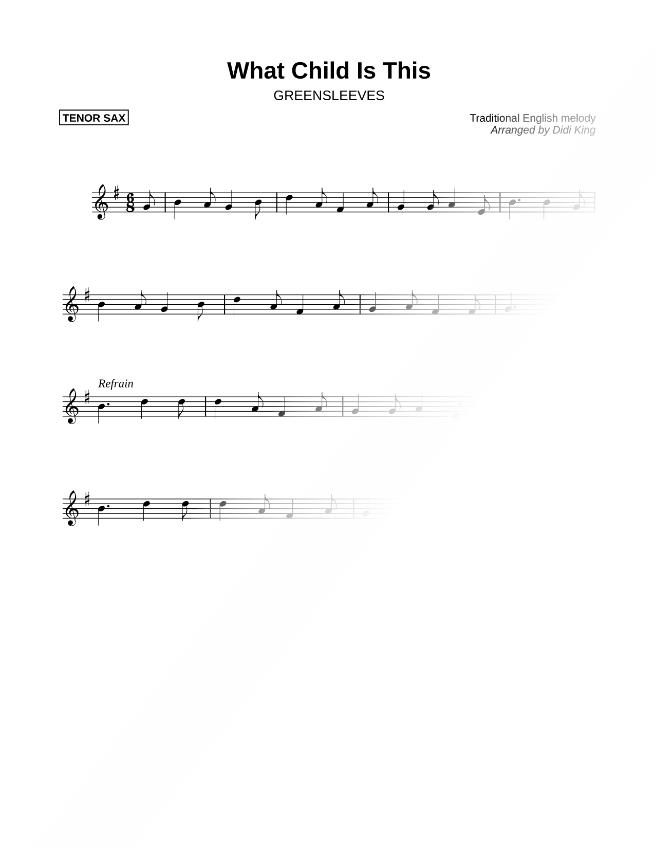 What Child Is This? - Tenor Sax (Saxophone Quartet)