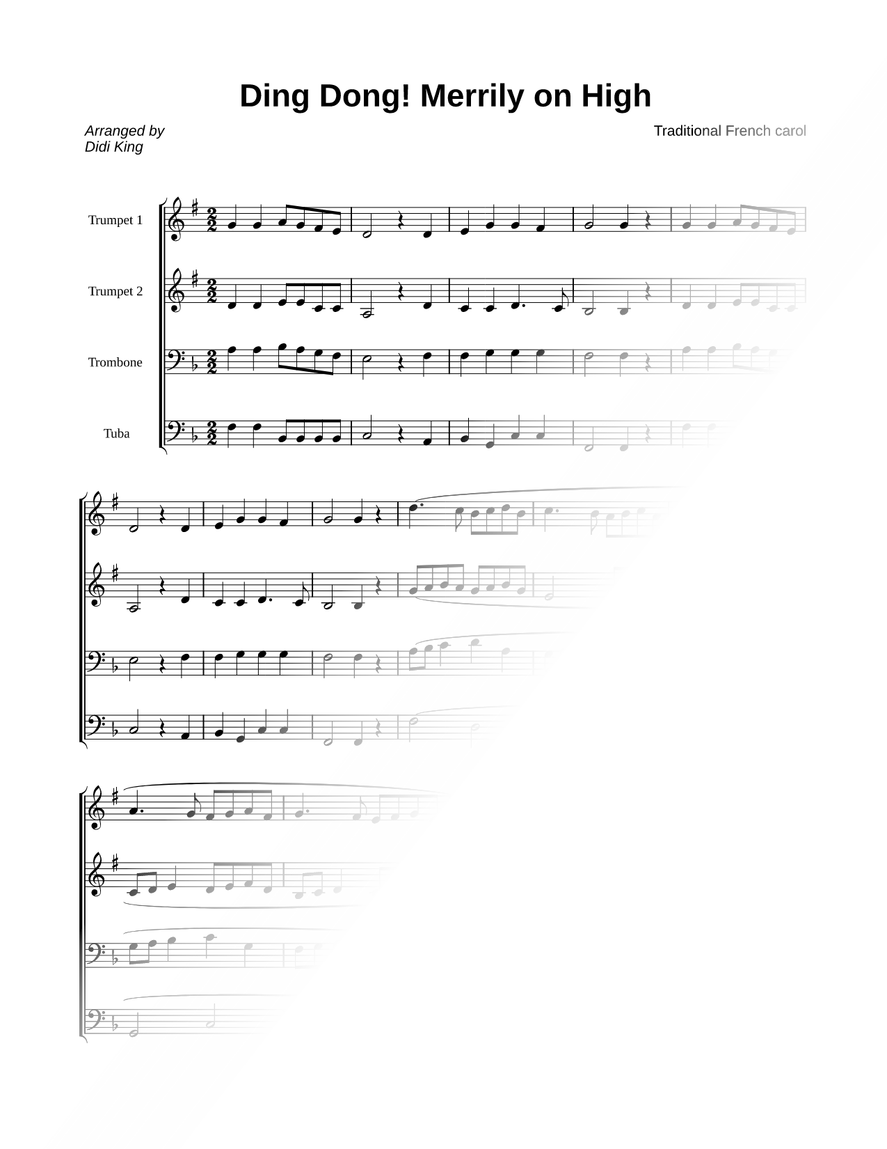 Ding! Dong! Merrily on High - Brass Quartet Score