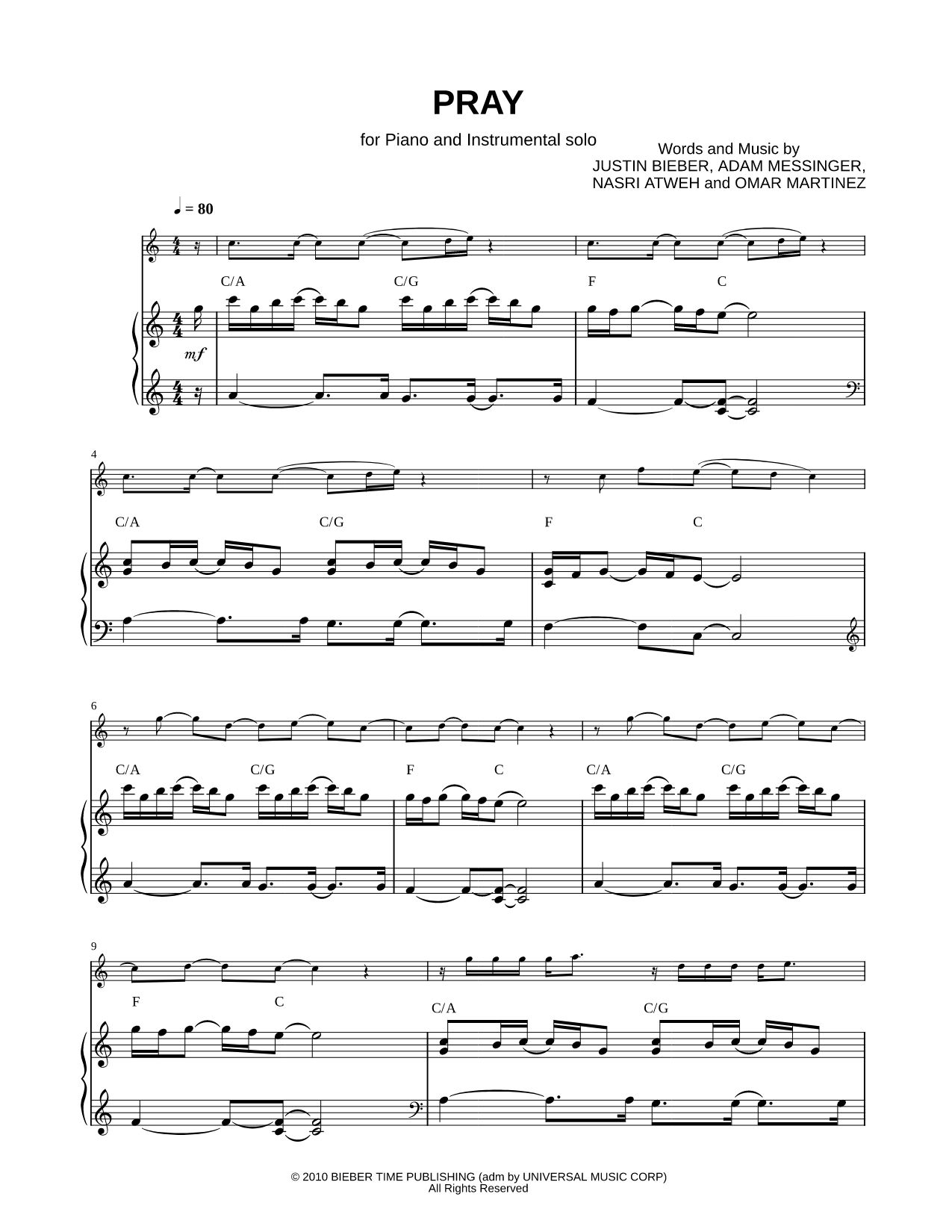 Pray - Piano Accompaniment