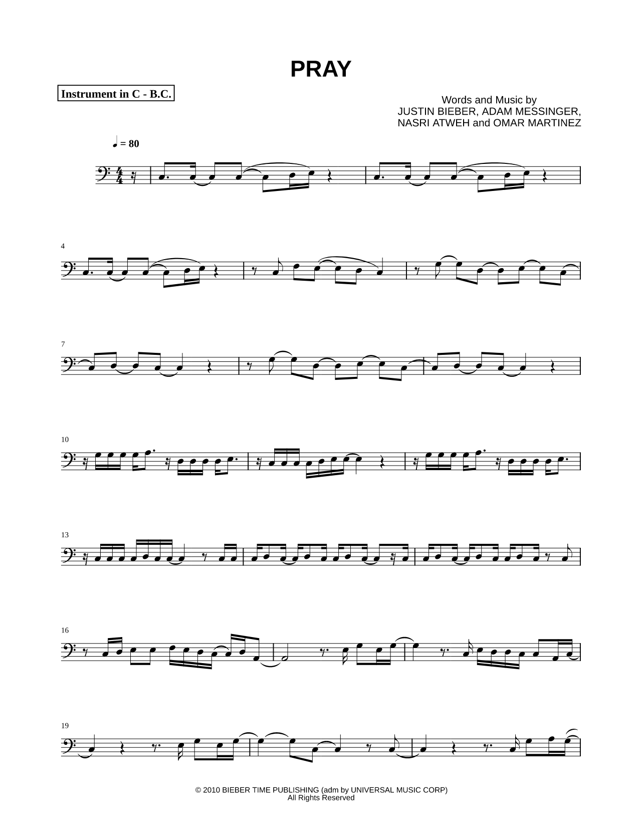 Pray - Bass Clef Instrument