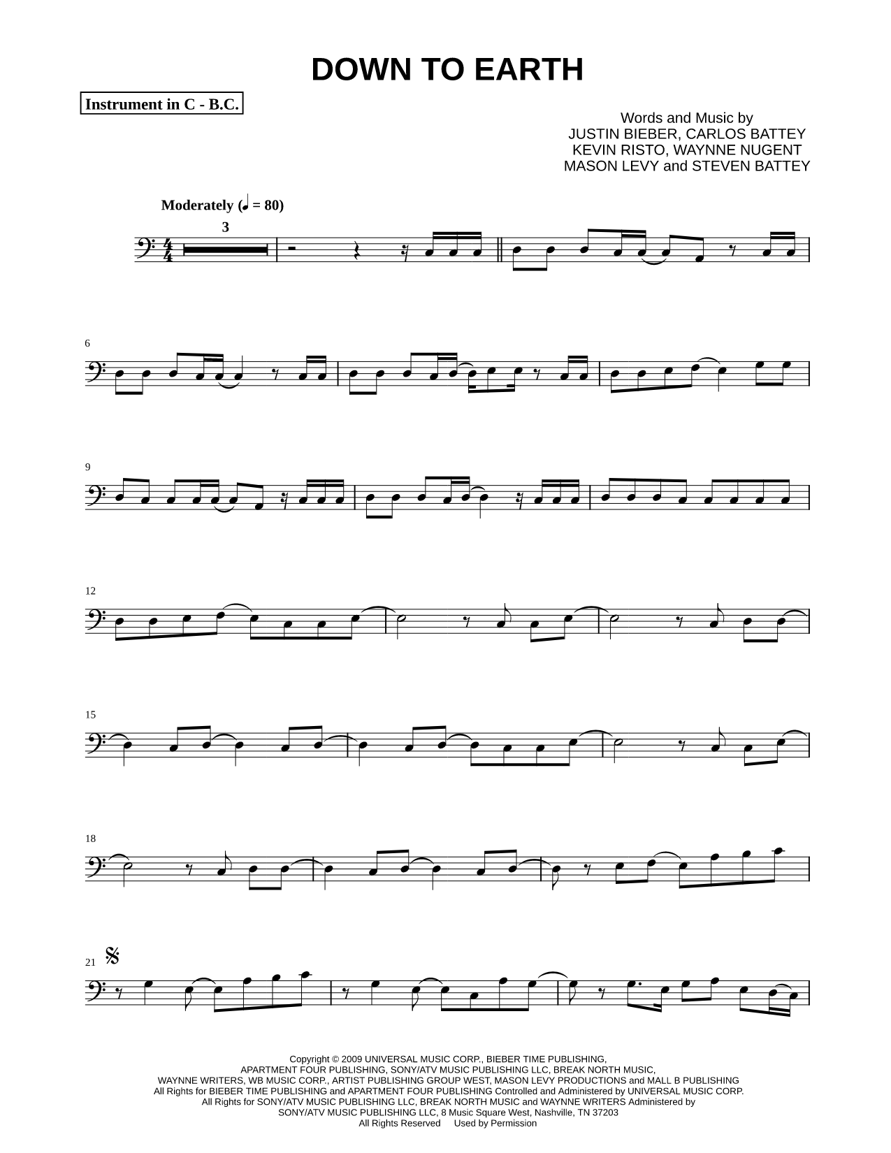 Down To Earth - Bass Clef Instrument