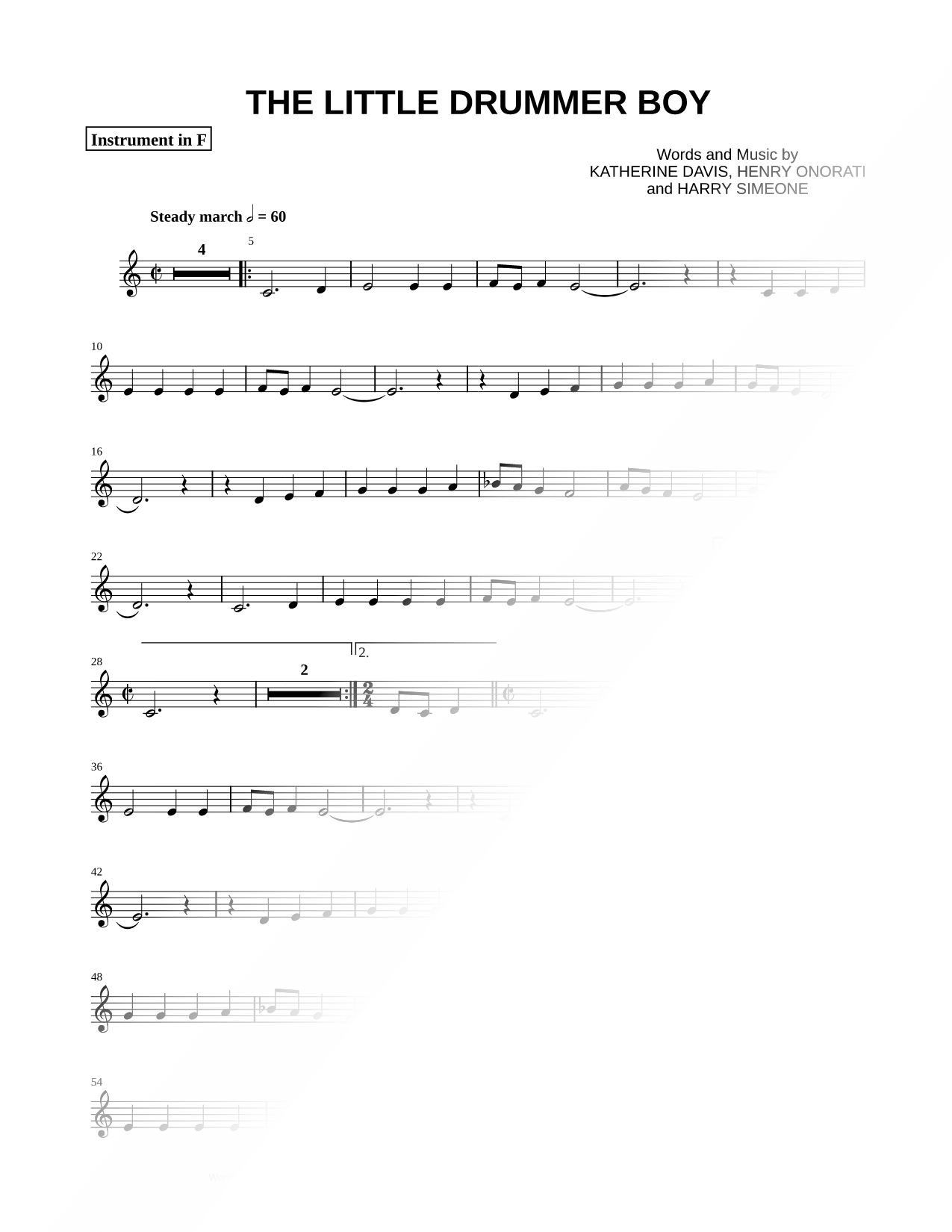 The Little Drummer Boy - F Instrument