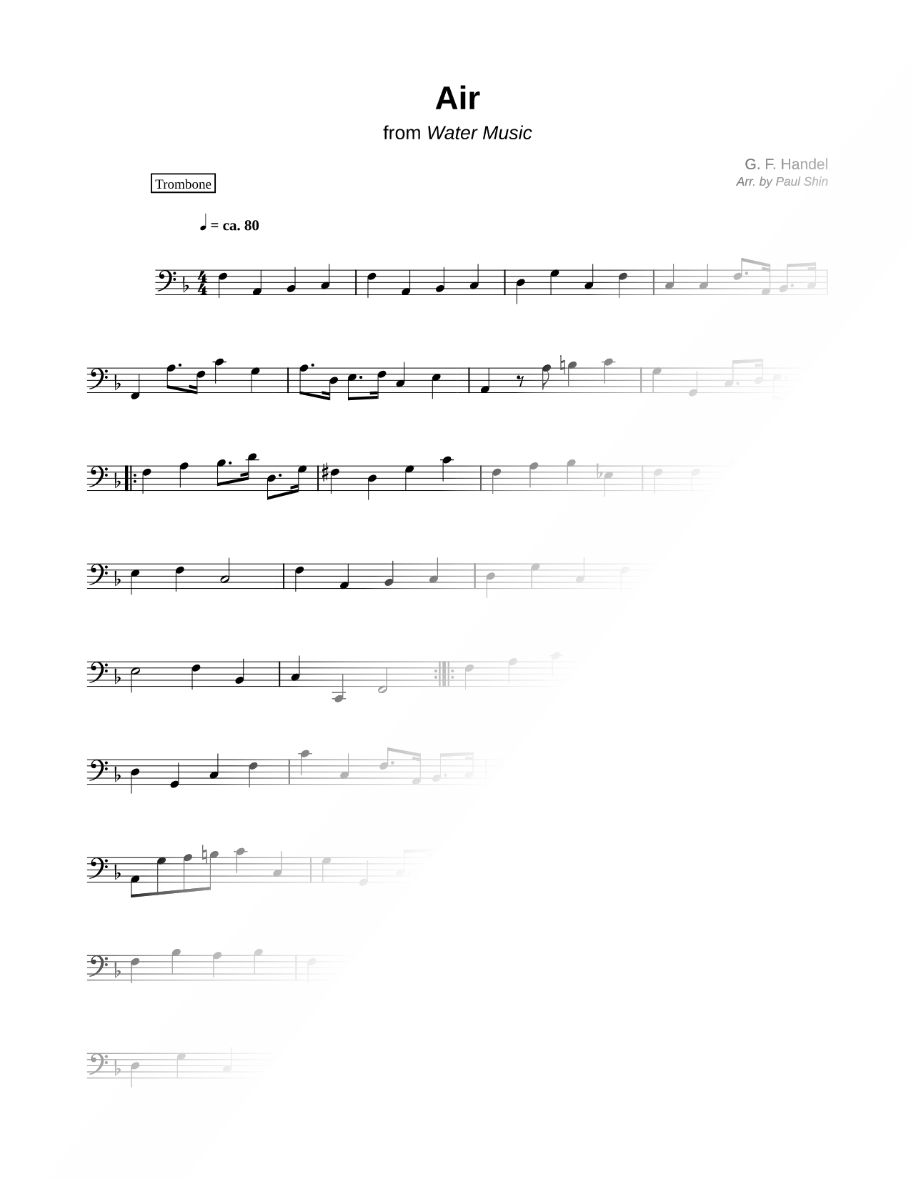 Air from the Water Music - Trombone (Brass Quartet)