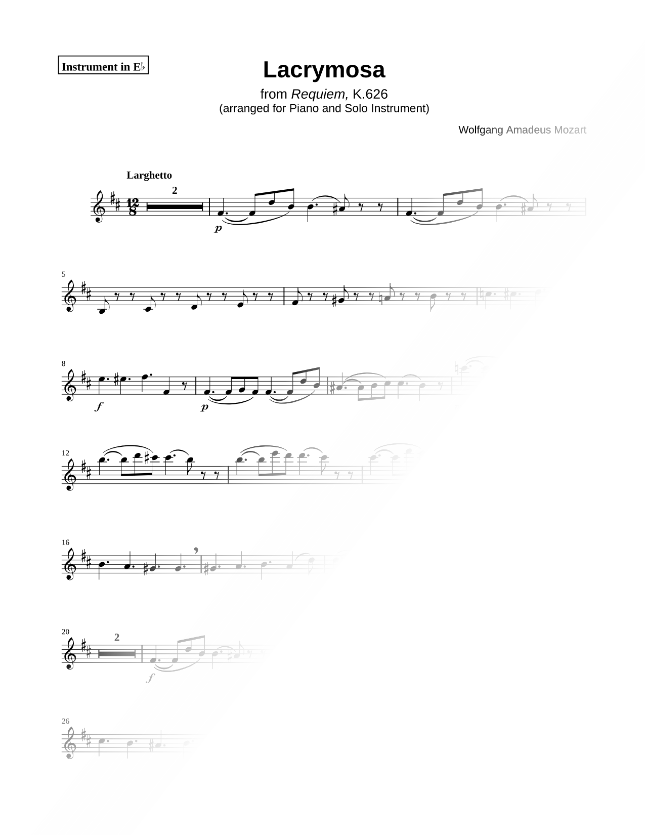 Lacrymosa, from Requiem K. 626 - Eb Instrument