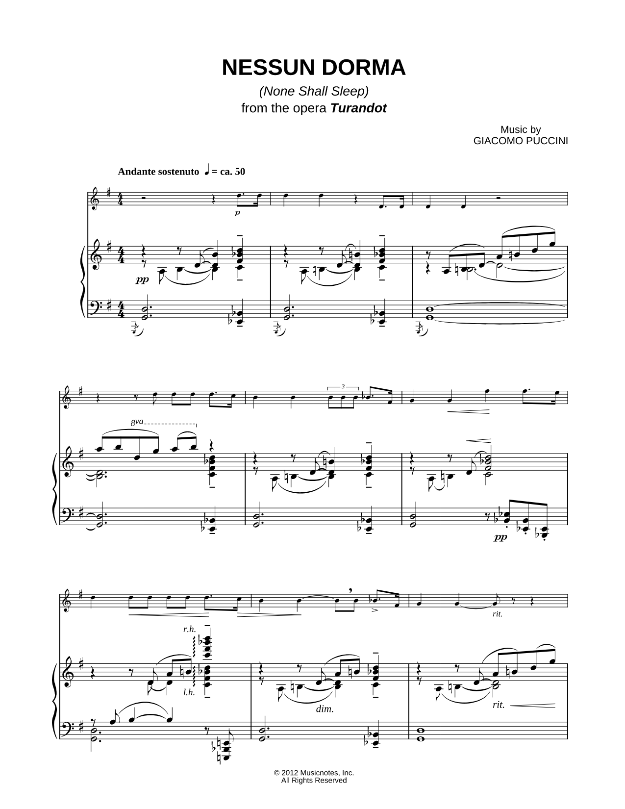 Nessun dorma - Piano Accompaniment