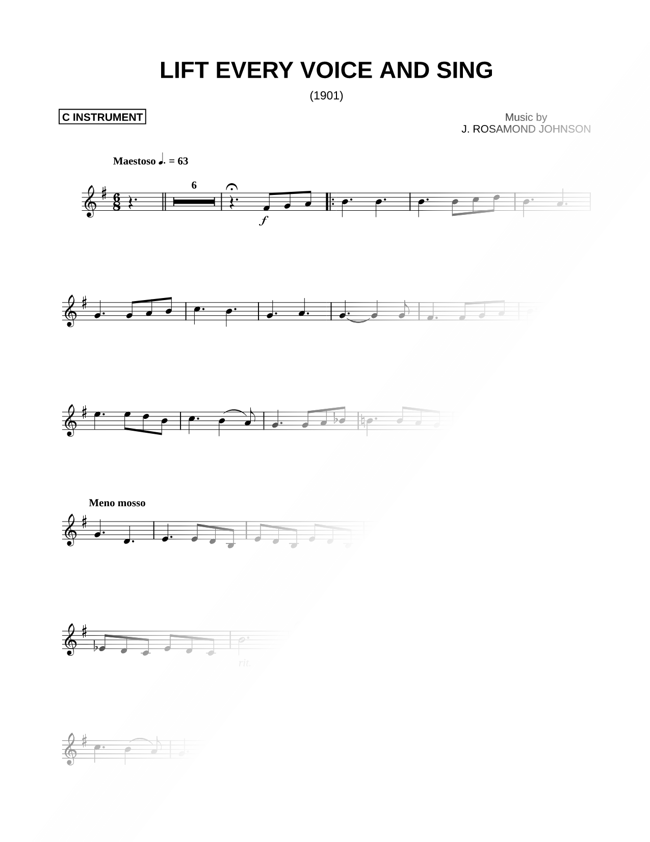 Lift Every Voice and Sing - C Instrument