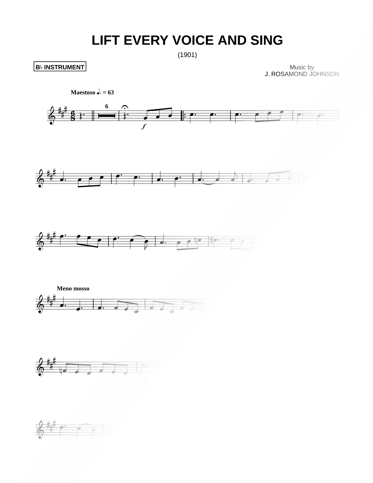 Lift Every Voice and Sing - Bb Instrument