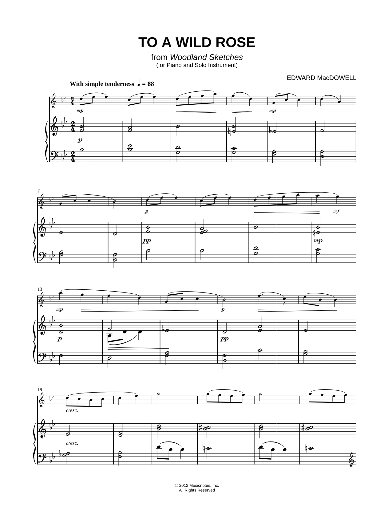 To a Wild Rose - Piano Accompaniment