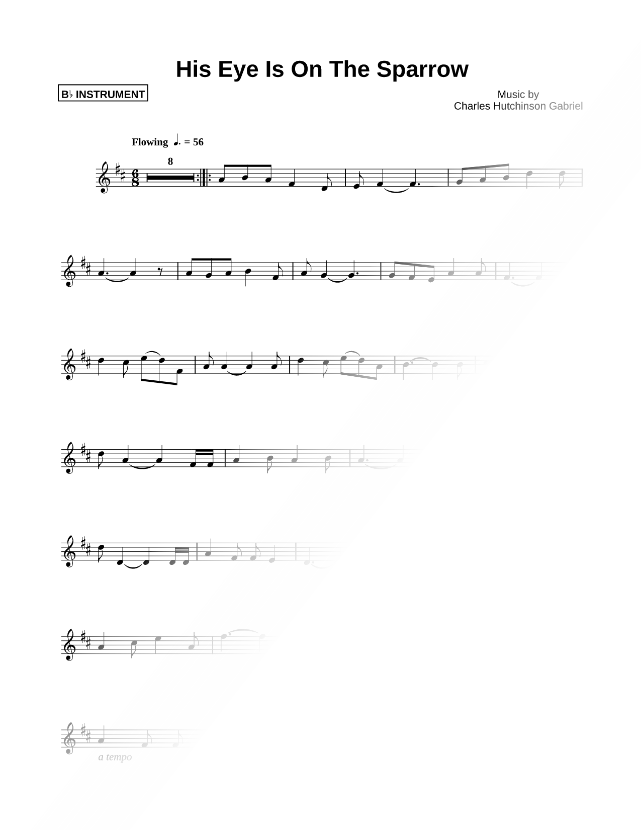 His Eye Is on the Sparrow - Bb Instrument
