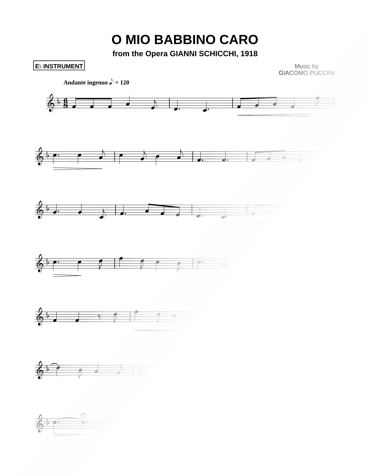 Gianni Schicchi: "O mio babbino caro" - Eb Instrument