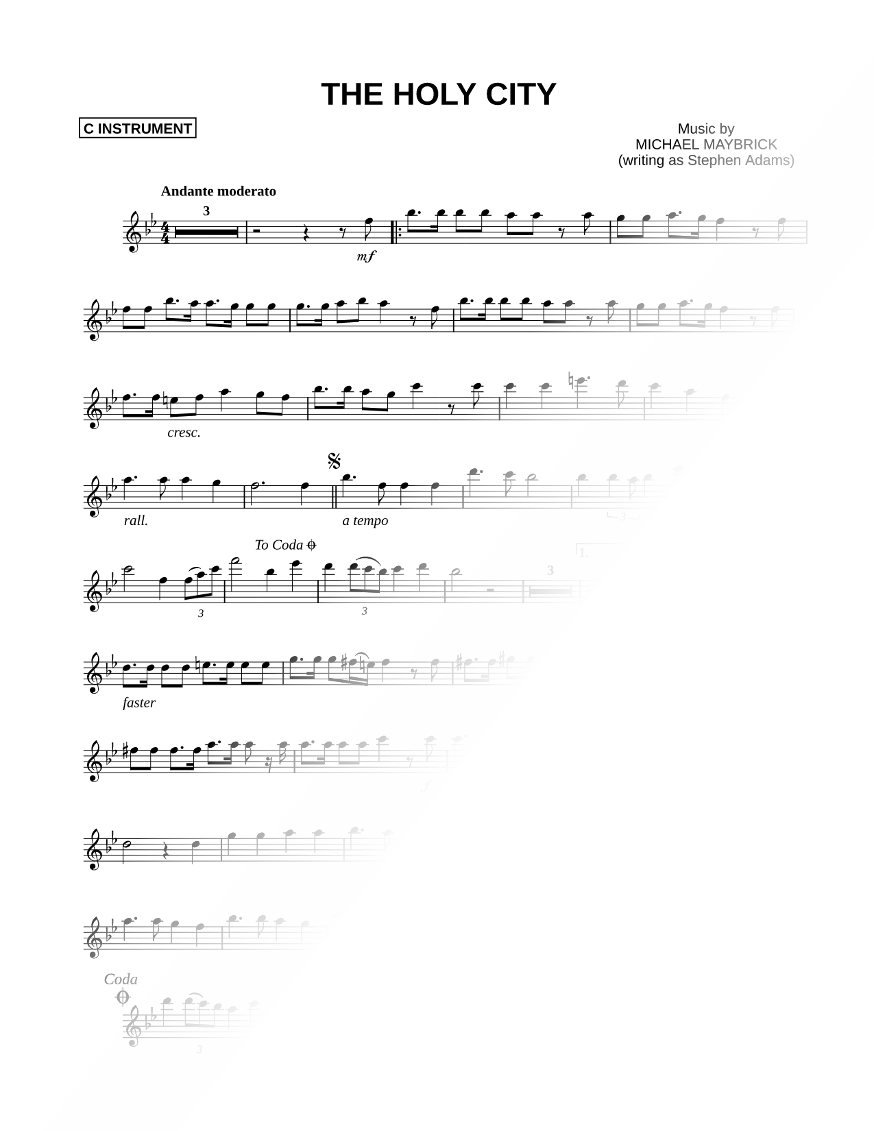 The Holy City - C Instrument