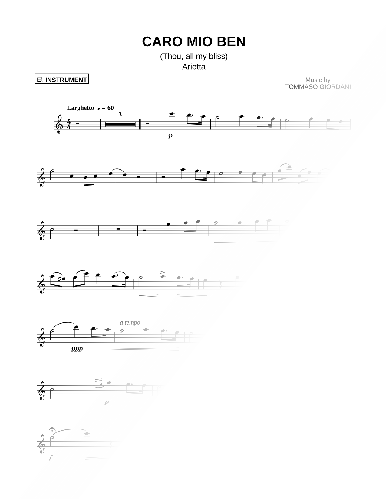 Caro Mio Ben - Eb Instrument