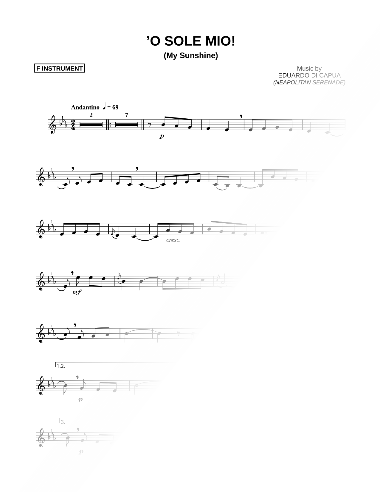 'O Sole Mio - F Instrument