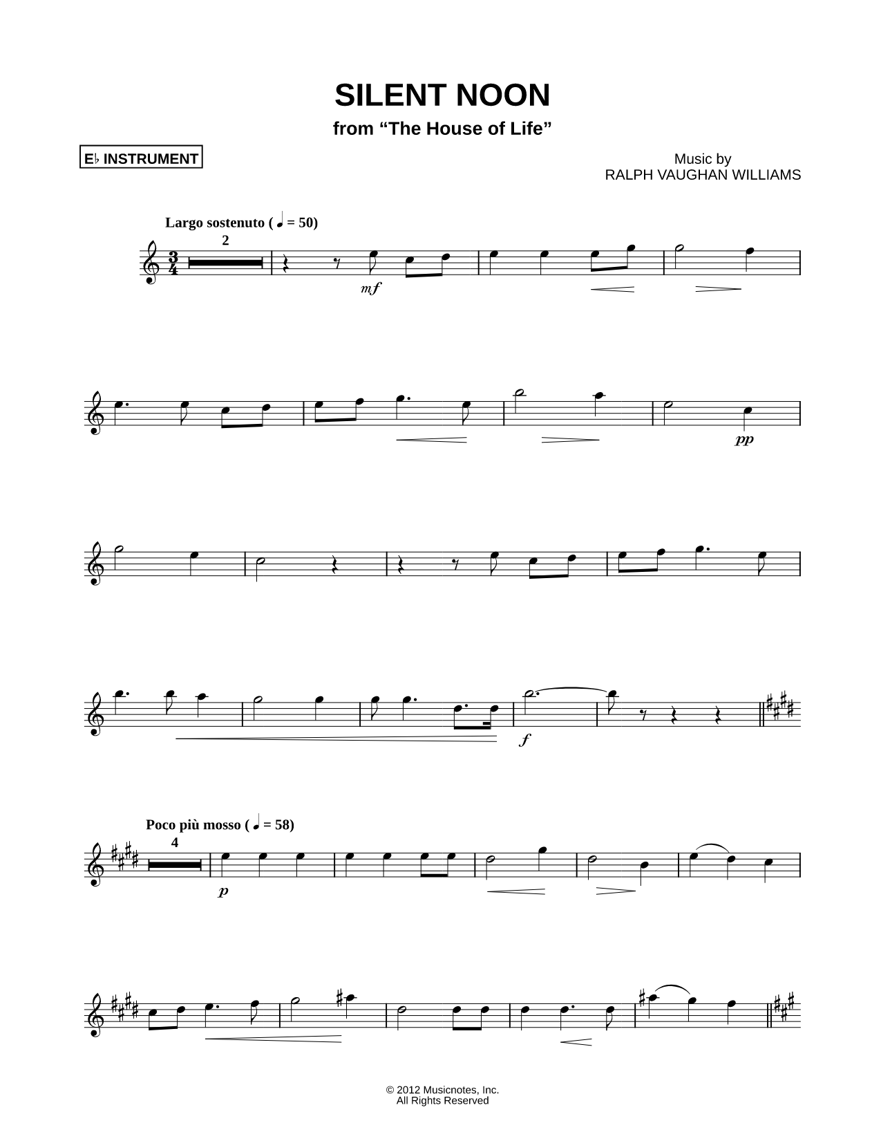 Silent Noon - Eb Instrument
