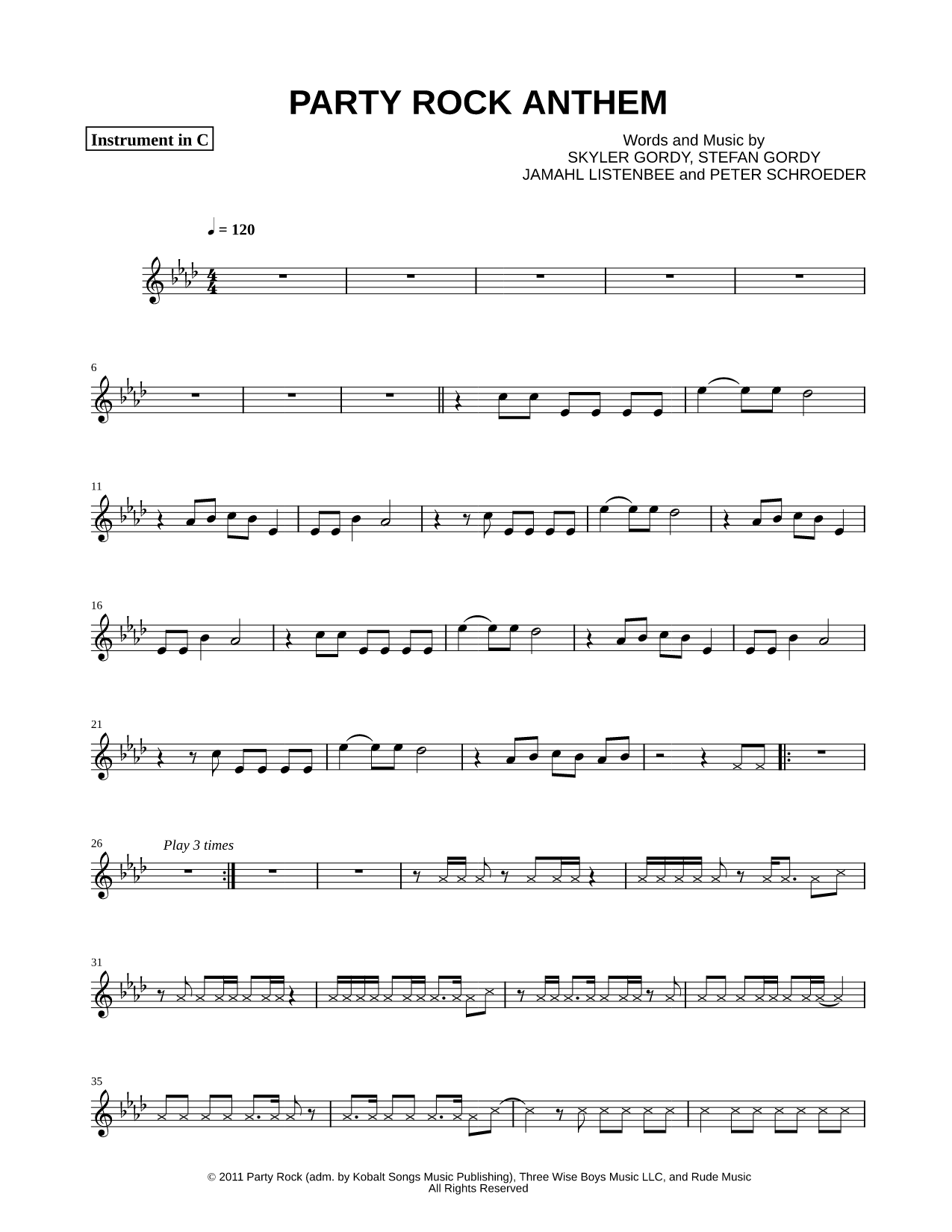 Party Rock Anthem - C Instrument