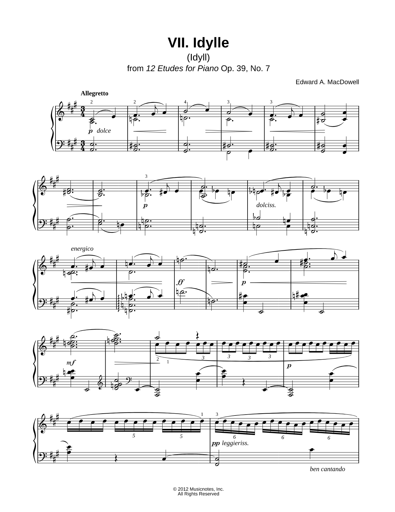 12 Etudes for Piano Op. 39, No. 7: Idylle