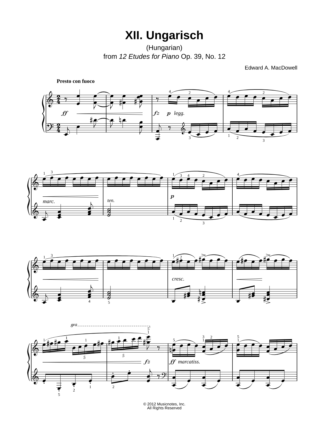 12 Etudes for Piano Op. 39, No. 12: Ungarisch