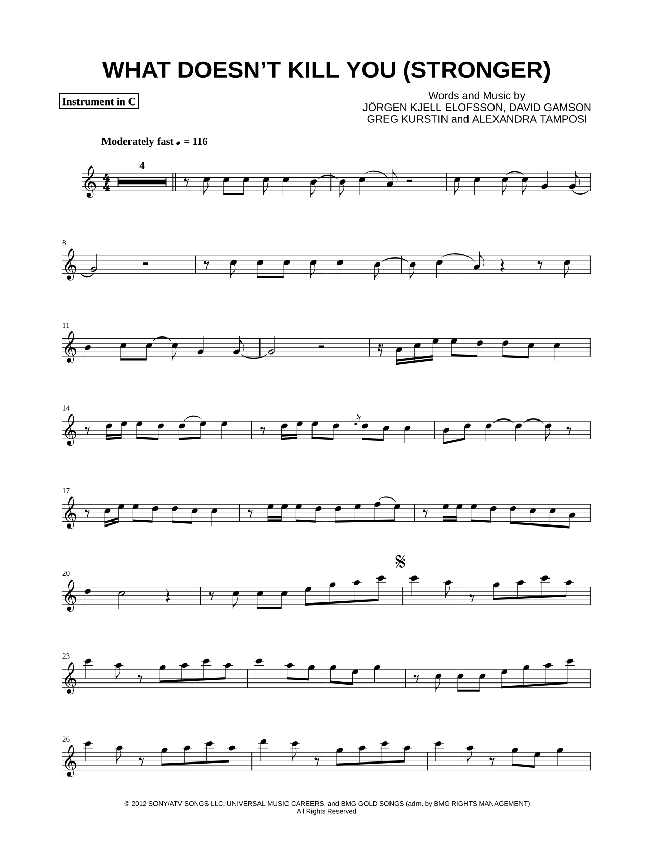 Stronger (What Doesn't Kill You) - C Instrument