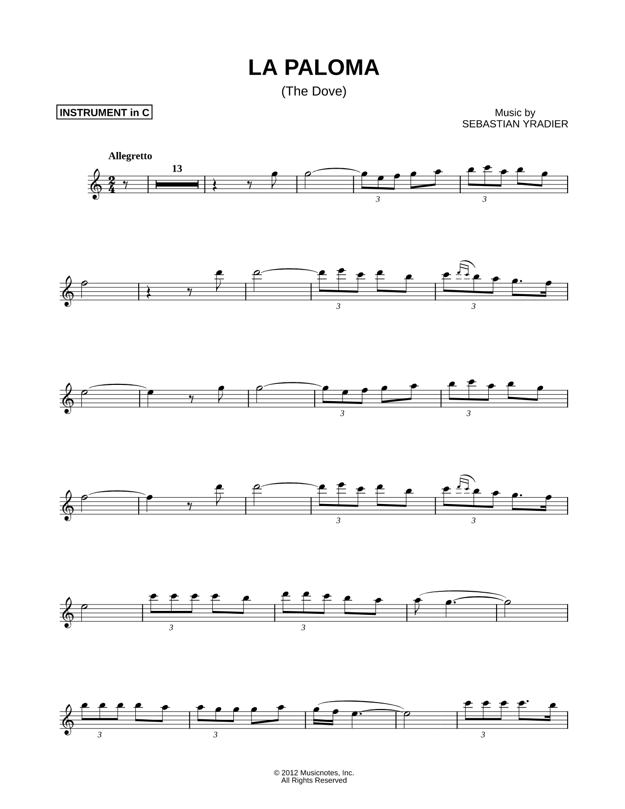 La Paloma - C Instrument