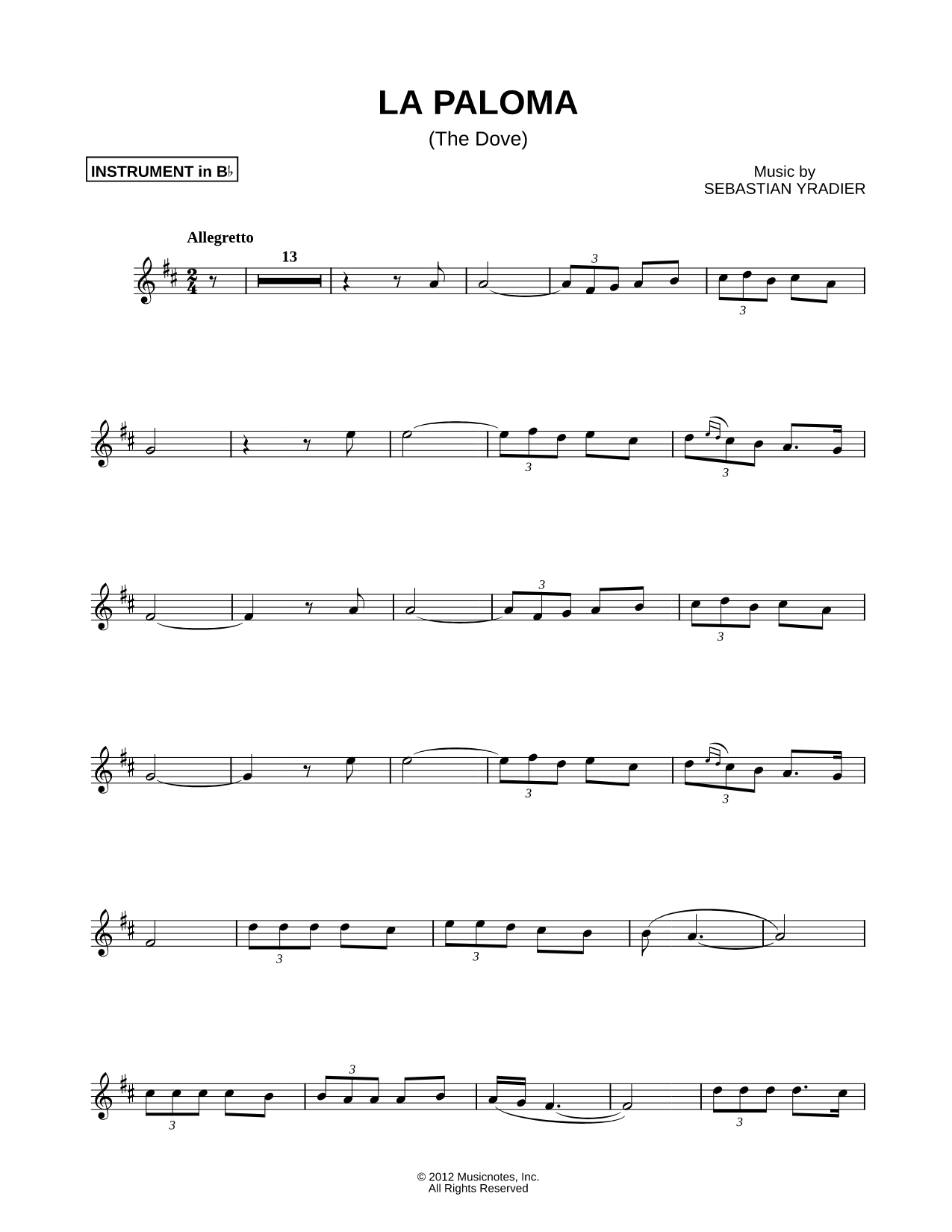 La Paloma - Bb Instrument