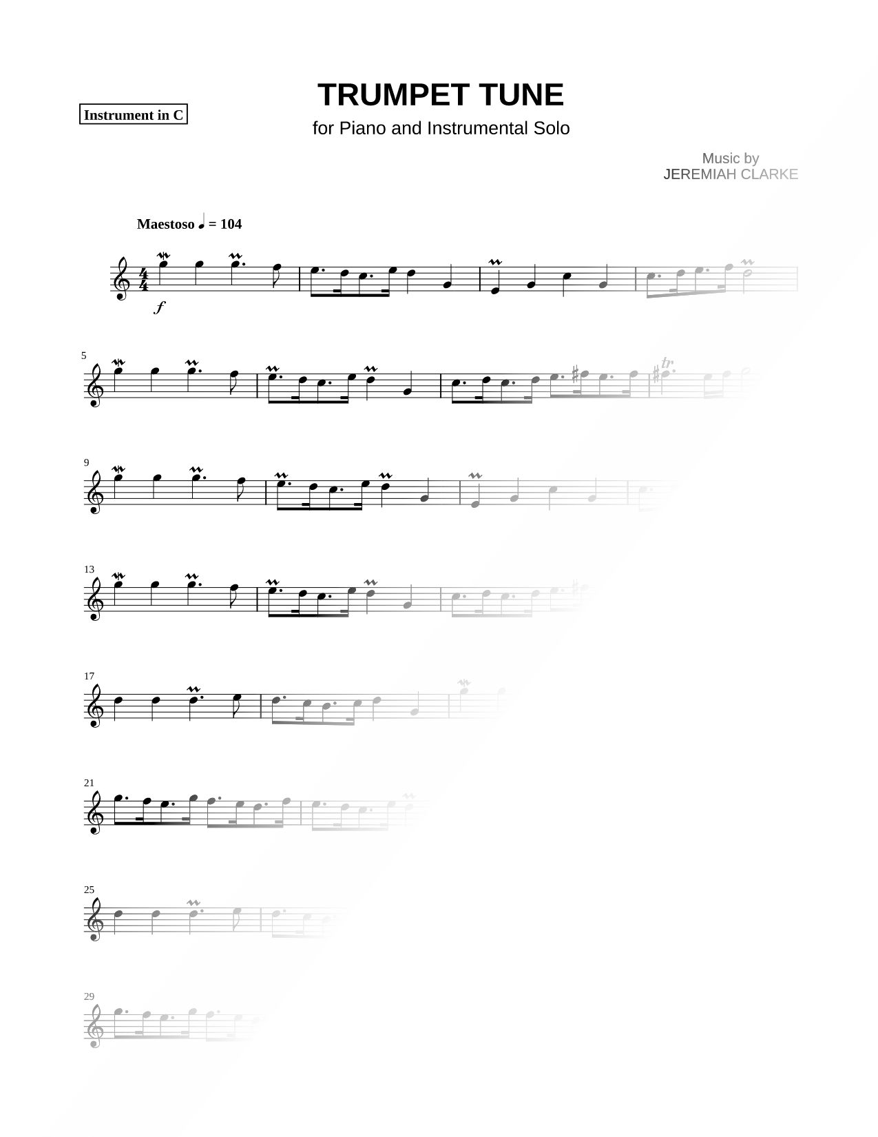 Trumpet Tune - C Instrument