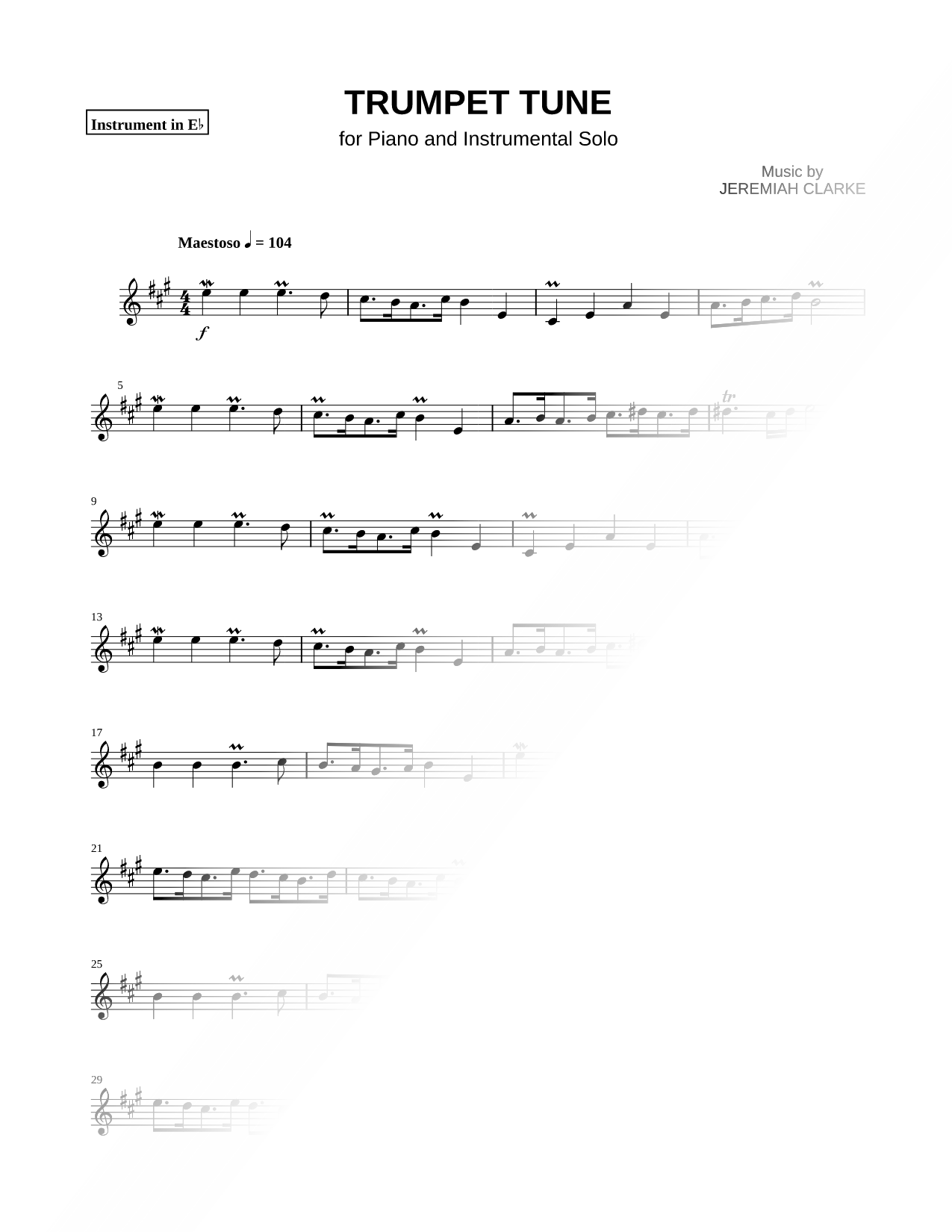 Trumpet Tune - Eb Instrument