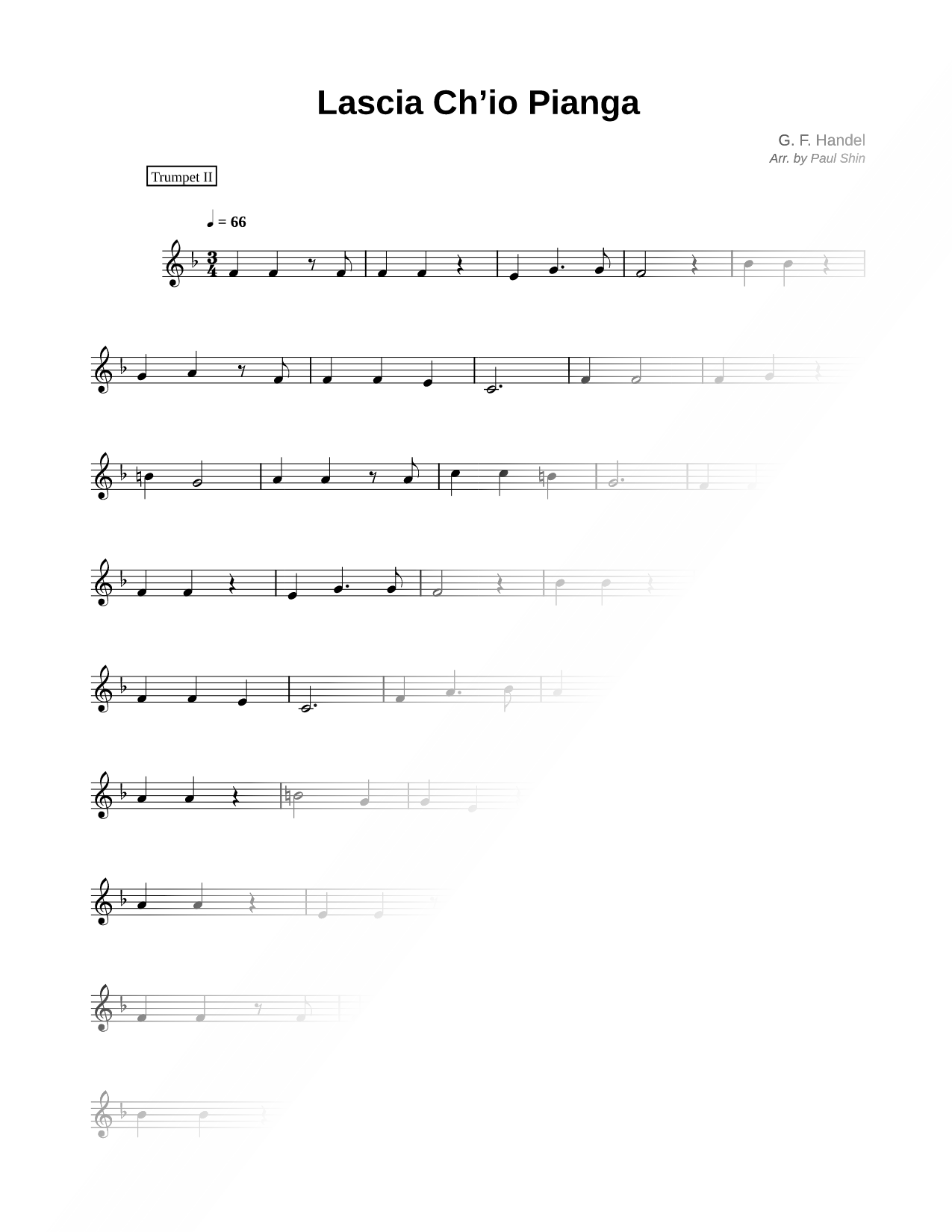 Lascia Ch'io Pianga - Trumpet 2 (Brass Quartet)