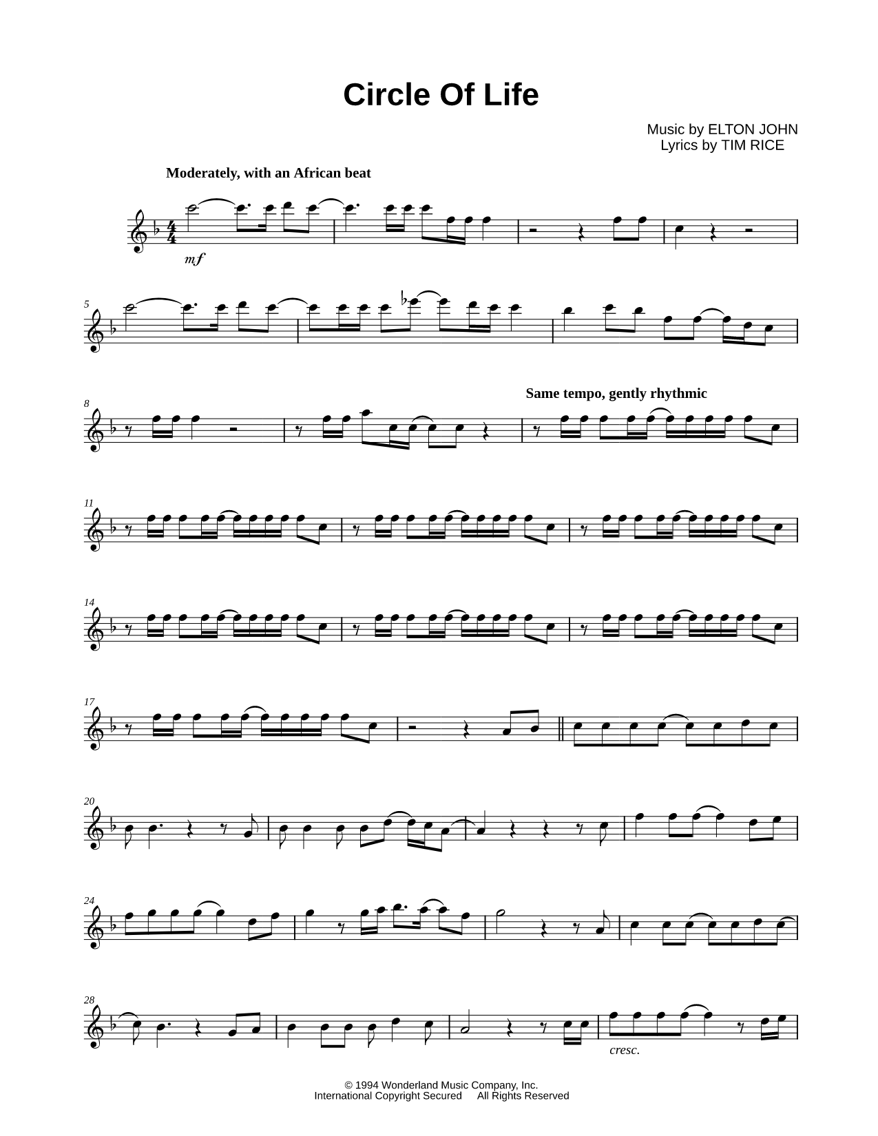 Circle of Life - C Instrument