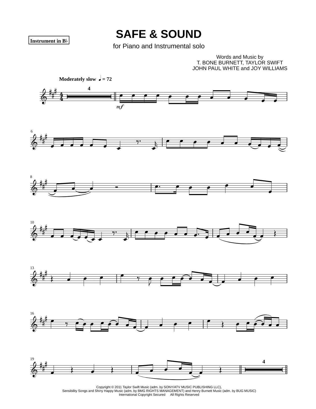 Safe & Sound - Bb Instrument
