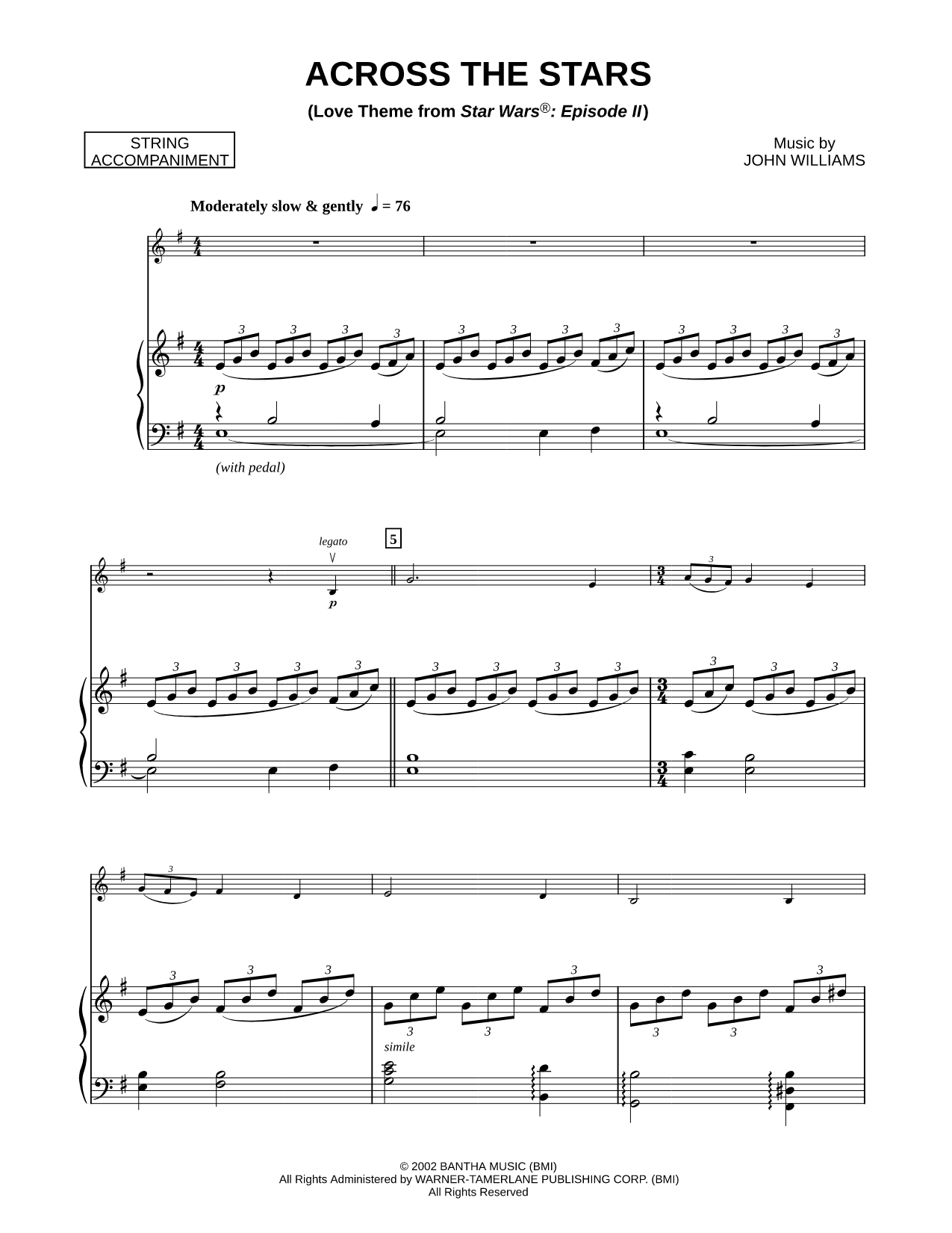 Across the Stars - Piano Accompaniment