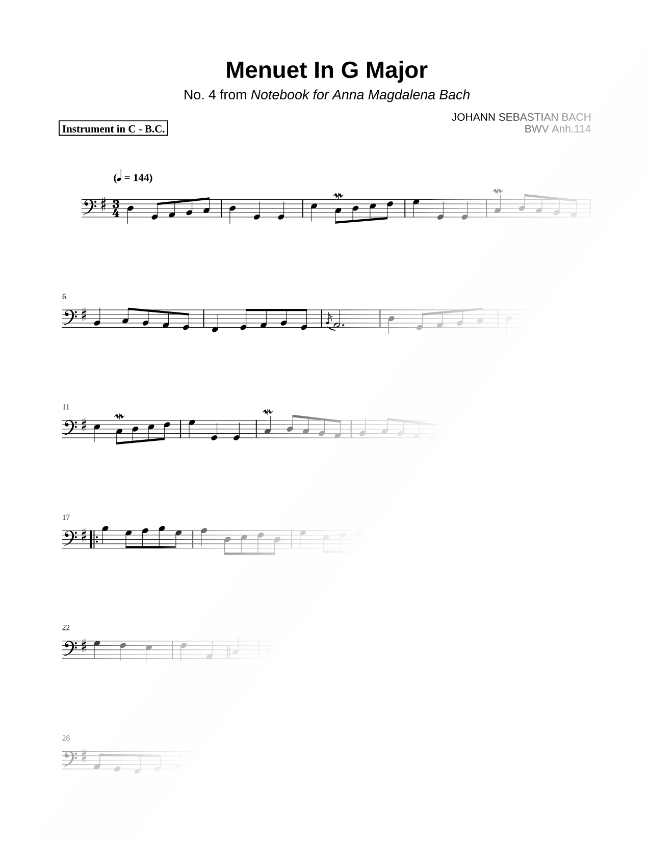 Menuet in G Major, BWV Anh. 114