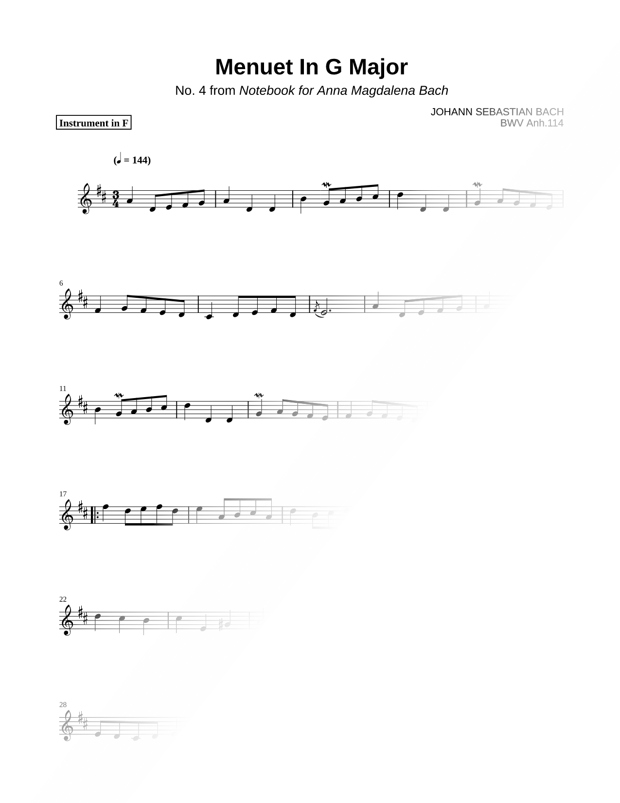 Menuet in G Major, BWV Anh. 114