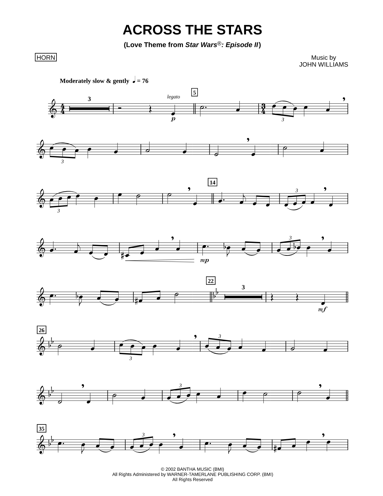 Across the Stars - French Horn