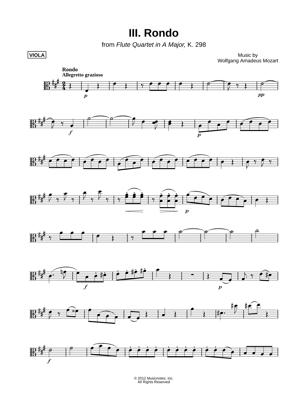 Flute Quartet in A Major, K. 298: III. Rondo - Viola