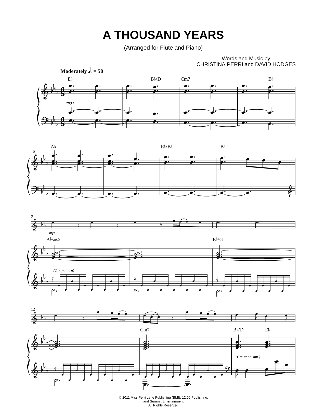A Thousand Years - Piano Accompaniment (Flute)