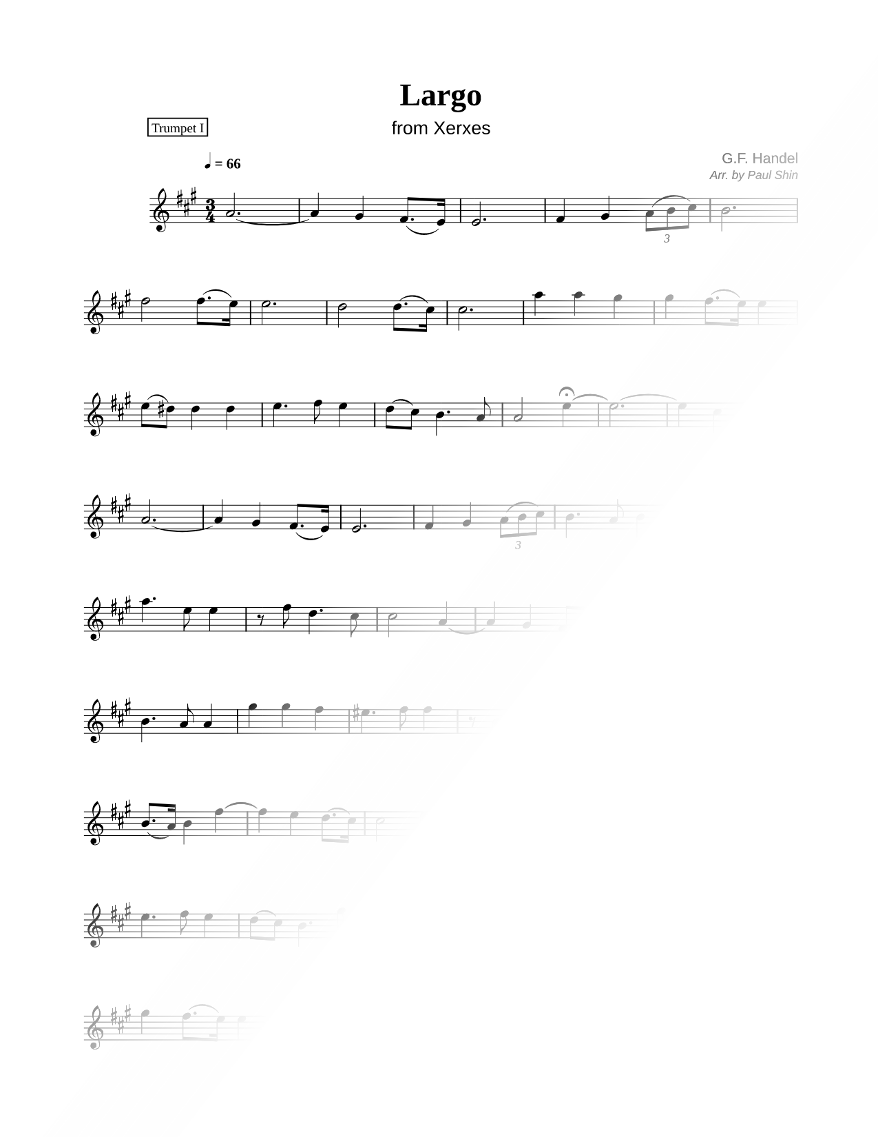 Largo from Xerxes - Trumpet 1 (Brass Quartet)