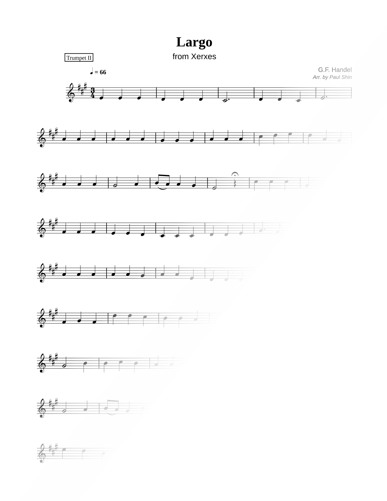 Largo from Xerxes - Trumpet 2 (Brass Quartet)