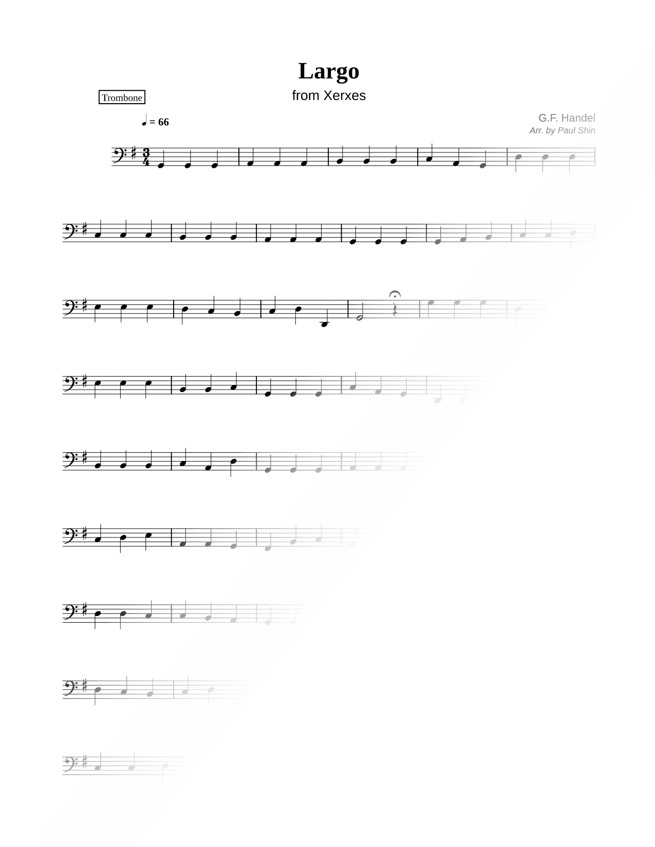 Largo from Xerxes - Trombone (Brass Quartet)