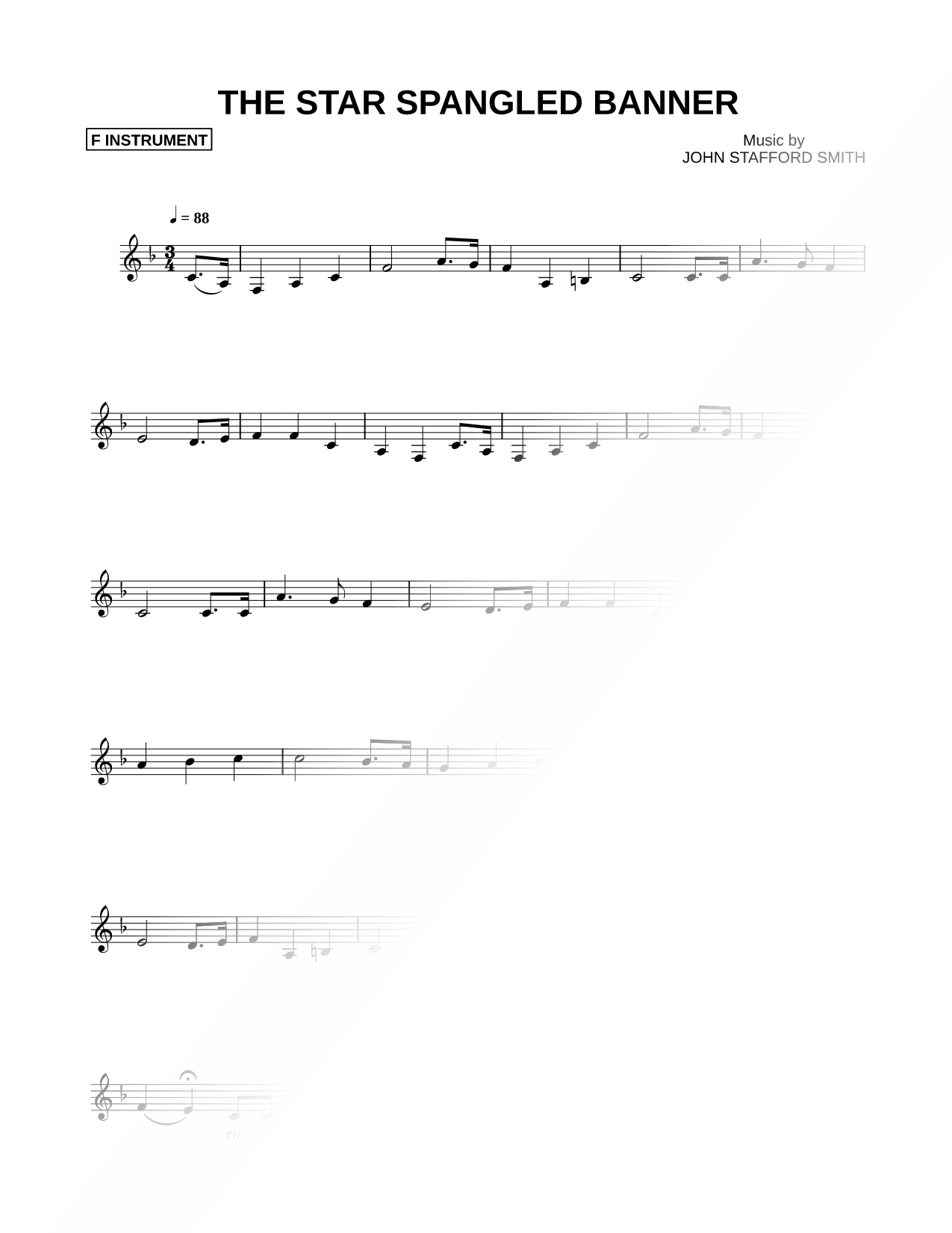 The Star-Spangled Banner - F Instrument